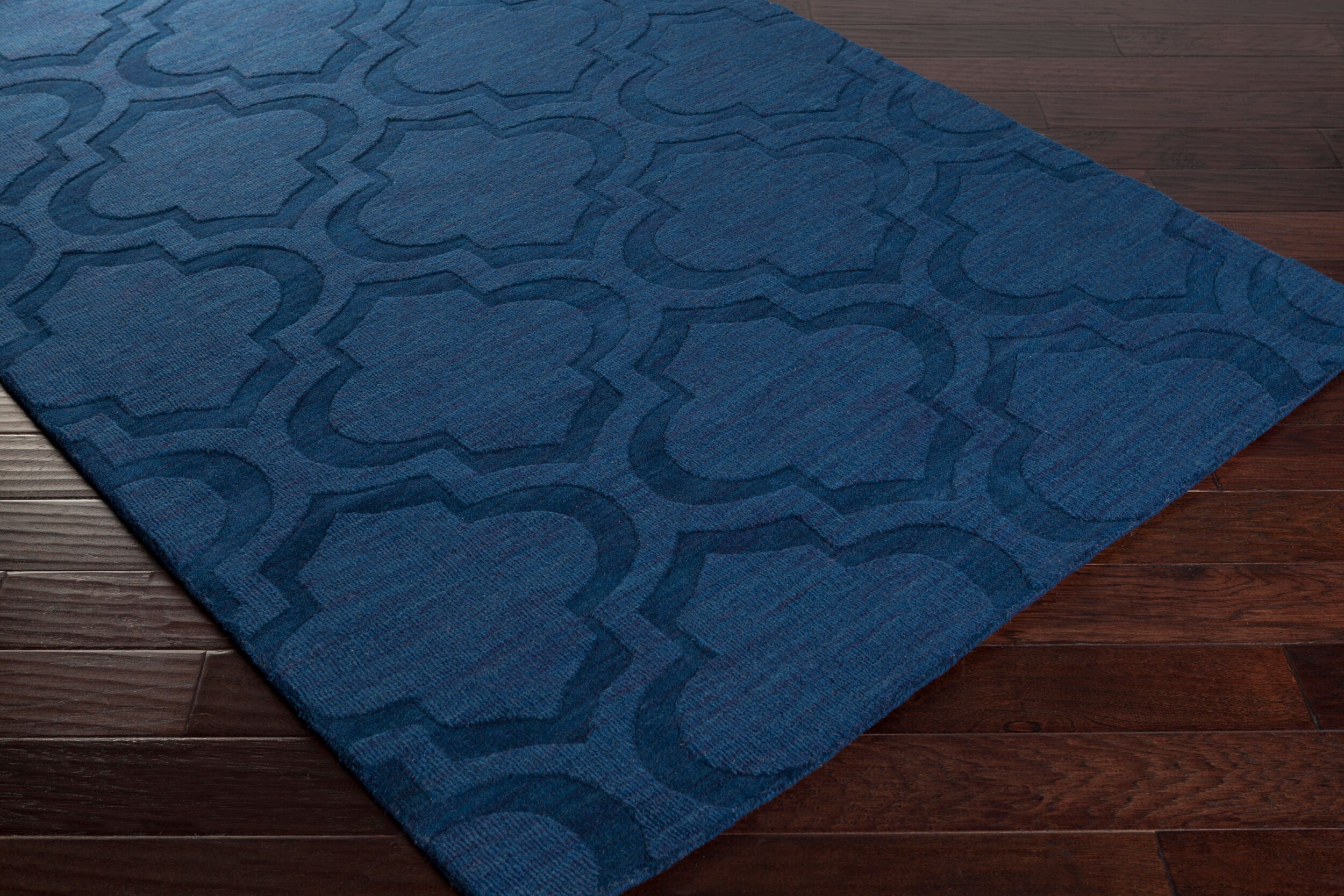 Hand Loomed Central Park Dark Blue Wool Rug