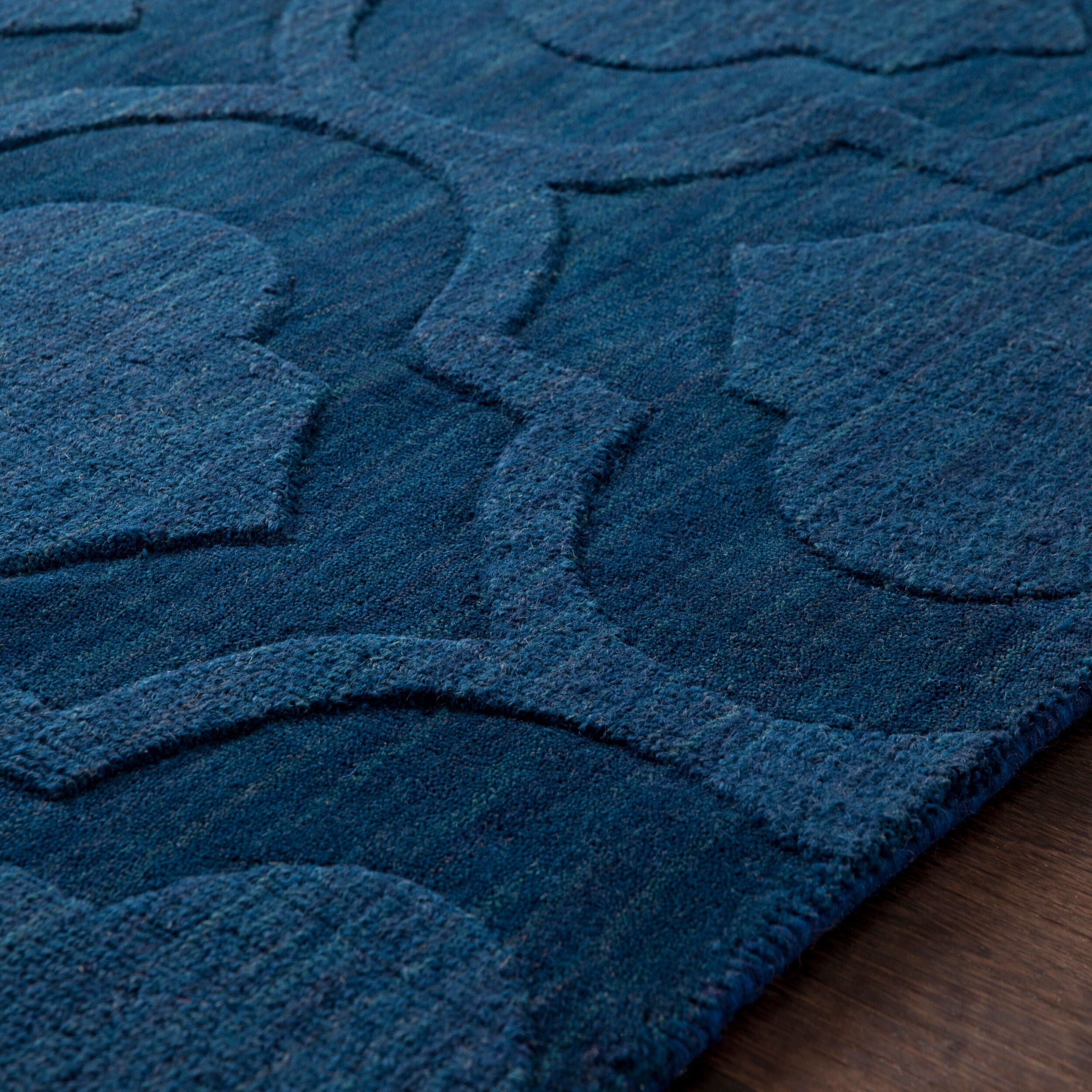 Hand Loomed Central Park Dark Blue Wool Rug