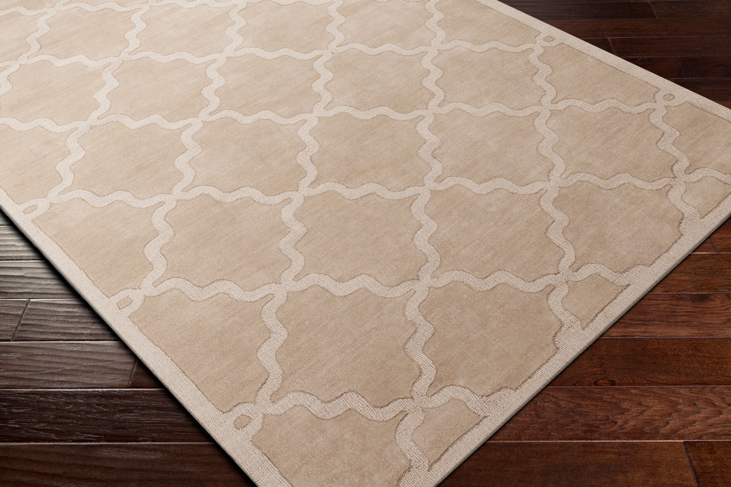 Central Park Hand Loomed Tan Wool Rug
