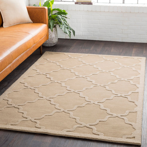 Central Park Hand Loomed Tan Wool Rug