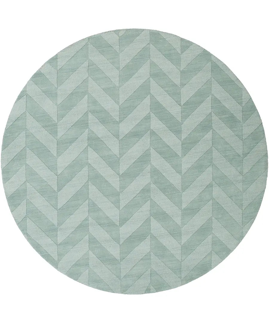 Hand Loomed Geometric & Stripes Central Park Green Wool Rug