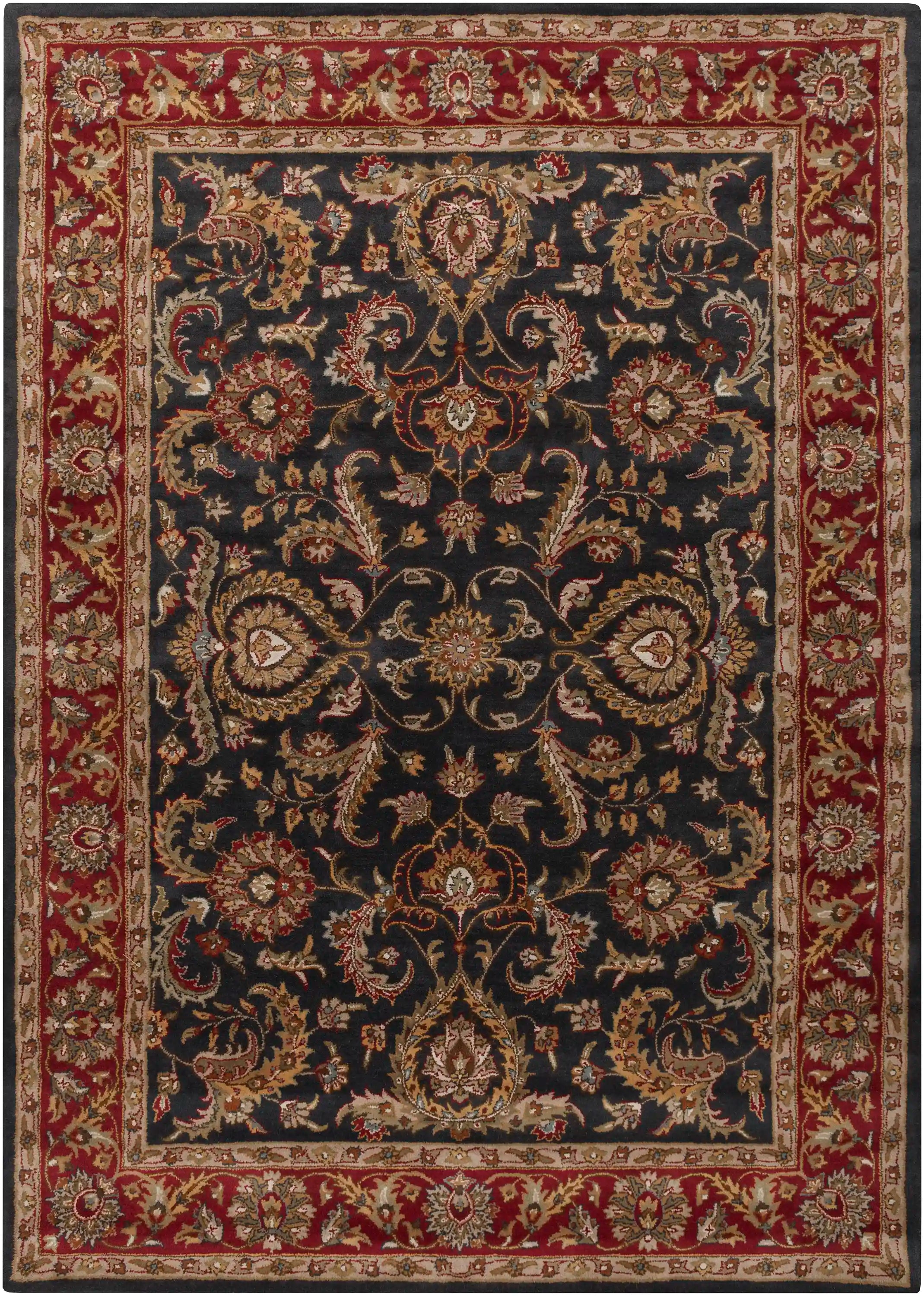 Hand Tufted Middleton Dark Brown and Red Wool Rug