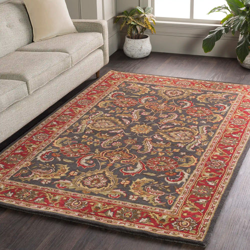 Hand Tufted Middleton Dark Brown and Red Wool Rug