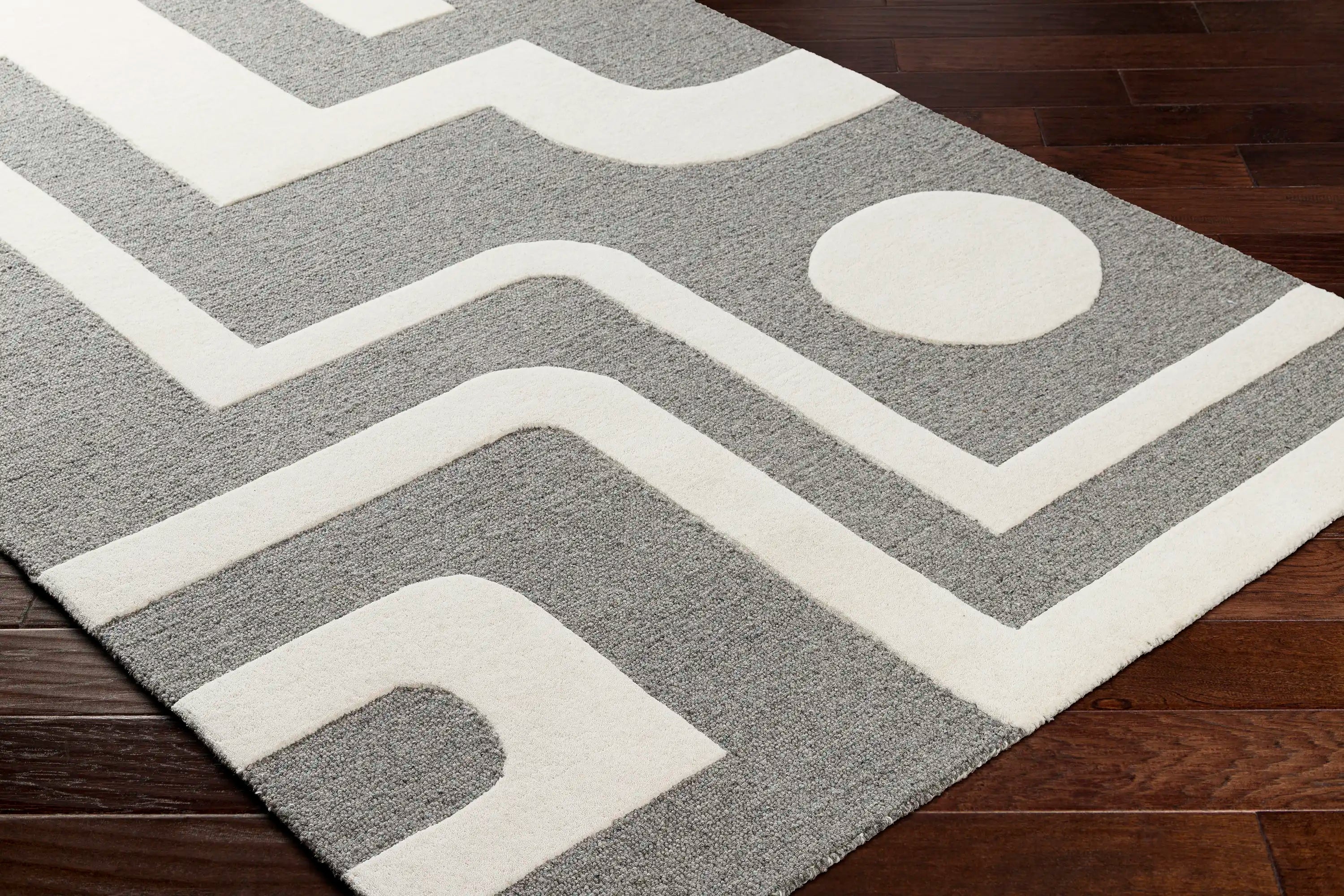 Hand Tufted Brook Beige and Black Wool Rug
