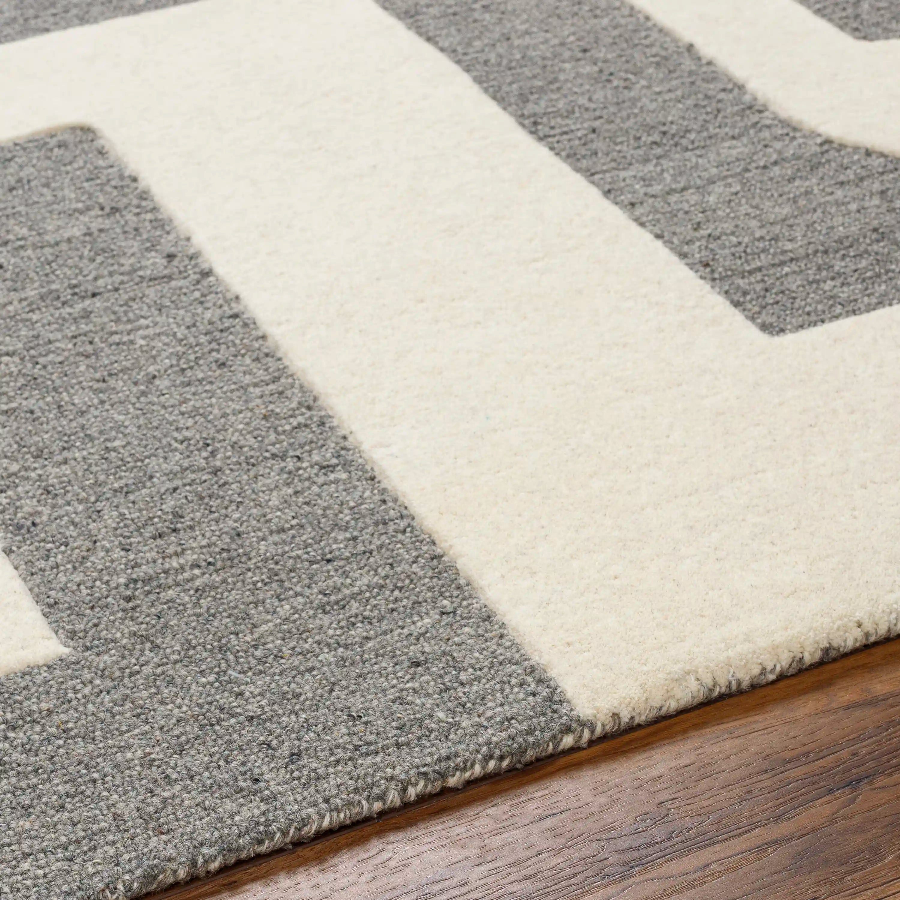 Hand Tufted Brook Beige and Black Wool Rug