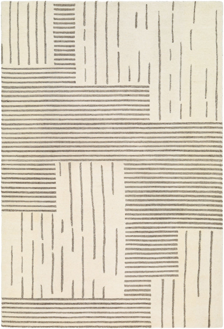 Hand-Tufted Brook Beige Striped Wool Rug