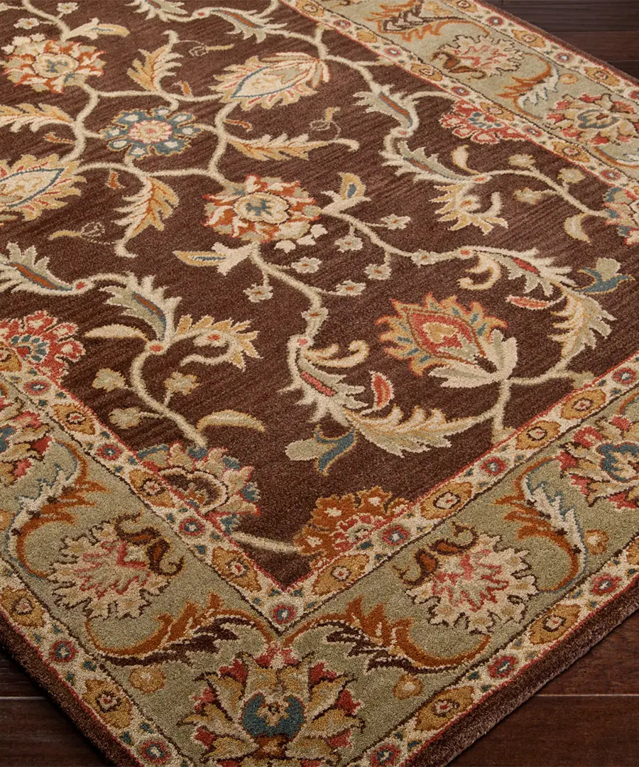 Hand Tufted Oriental & Traditional Caesar Brown Wool Rug