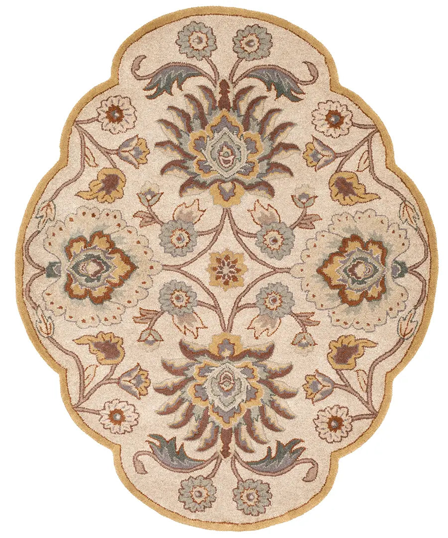 Hand Tufted Oriental & Traditional Caesar Beige Wool Rug