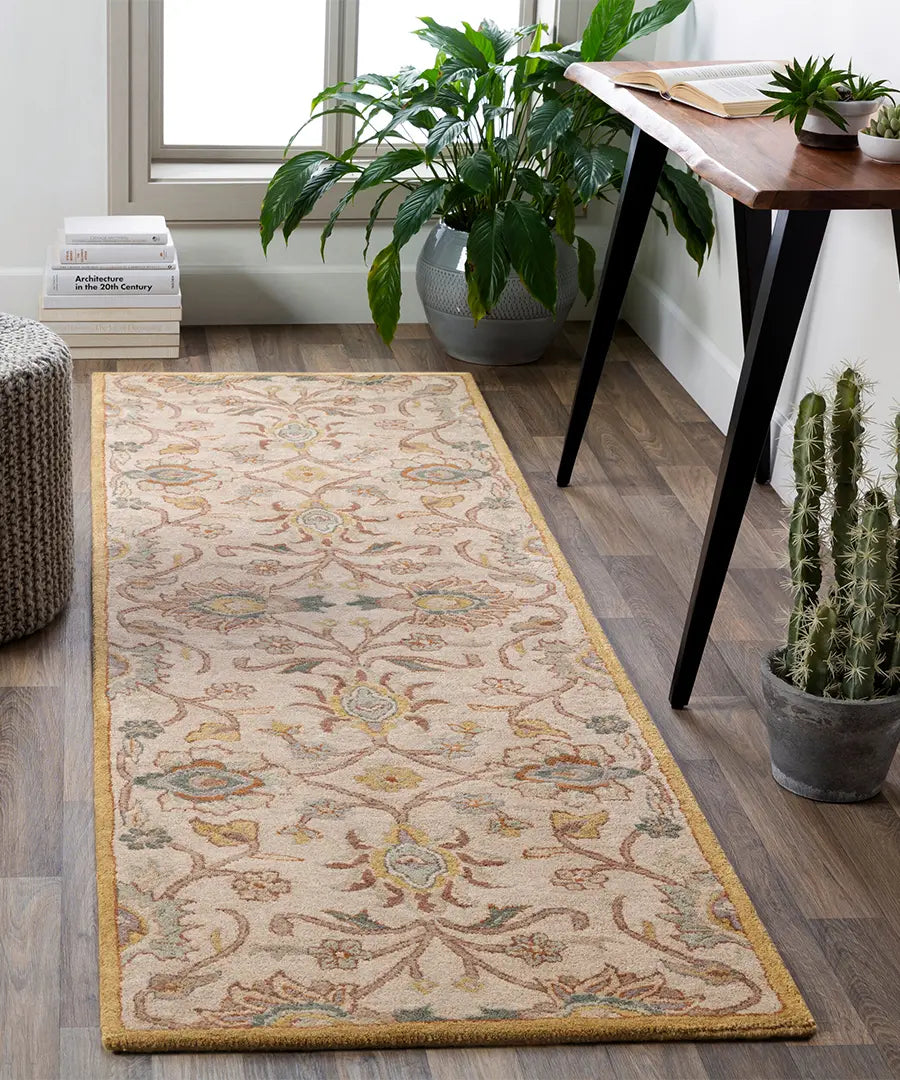 Hand Tufted Oriental & Traditional Caesar Beige Wool Rug