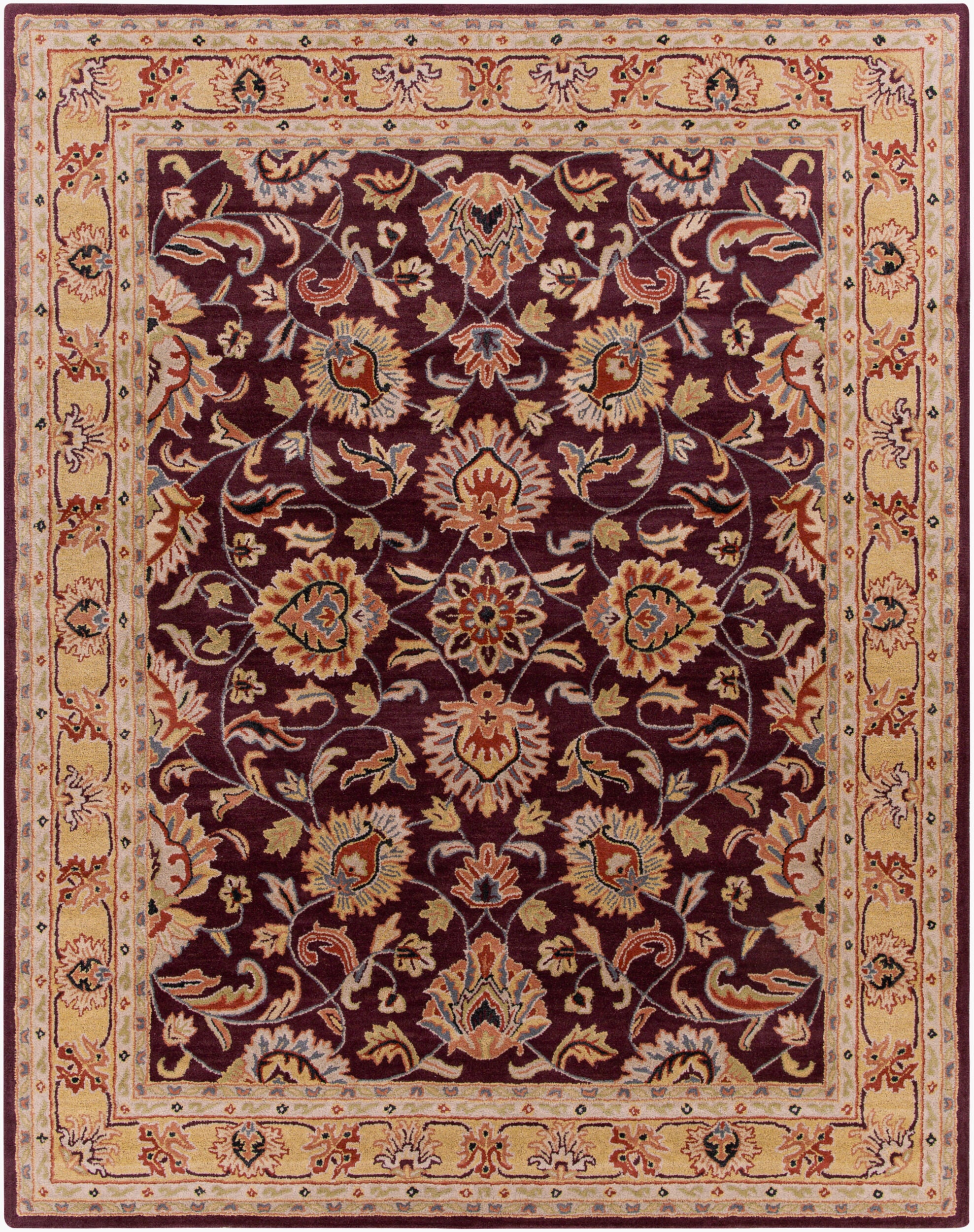 Hand-Tufted Caesar Multicolor Burgundy and Beige Wool Rug