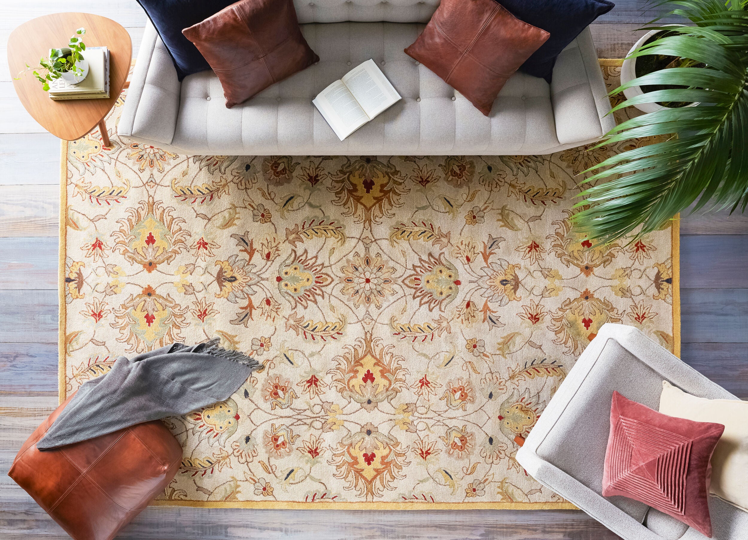 Hand-Tufted Caesar Gray and Tan shaded Multicolor Wool Rug