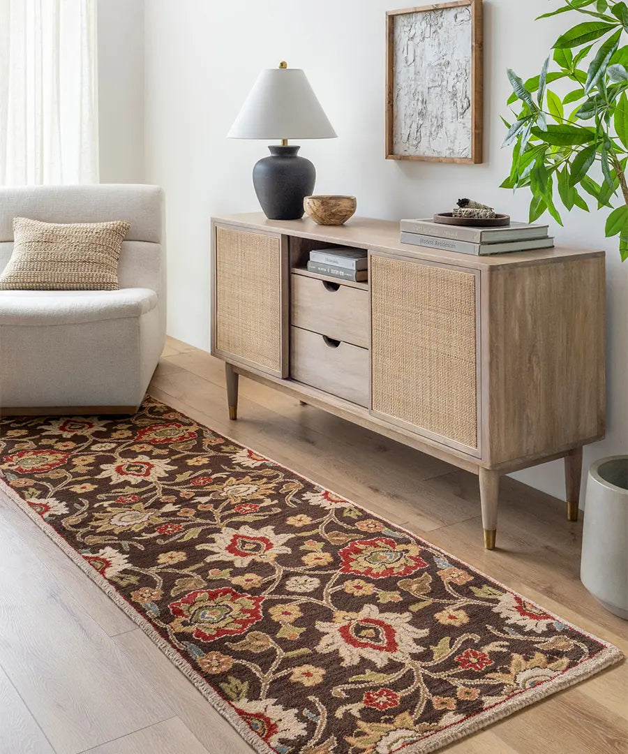 Hand Tufted Oriental & Traditional Caesar Dark Brown Wool Rug