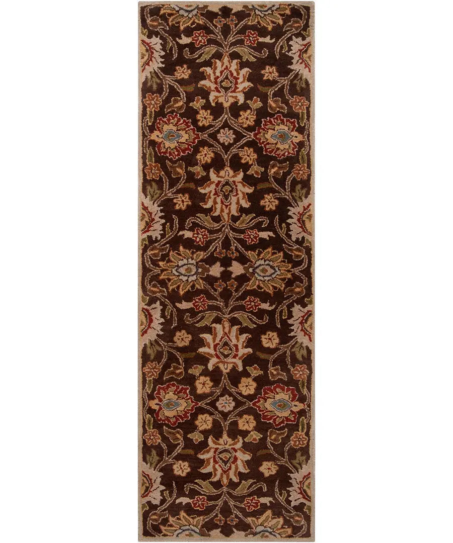 Hand Tufted Oriental & Traditional Caesar Dark Brown Wool Rug