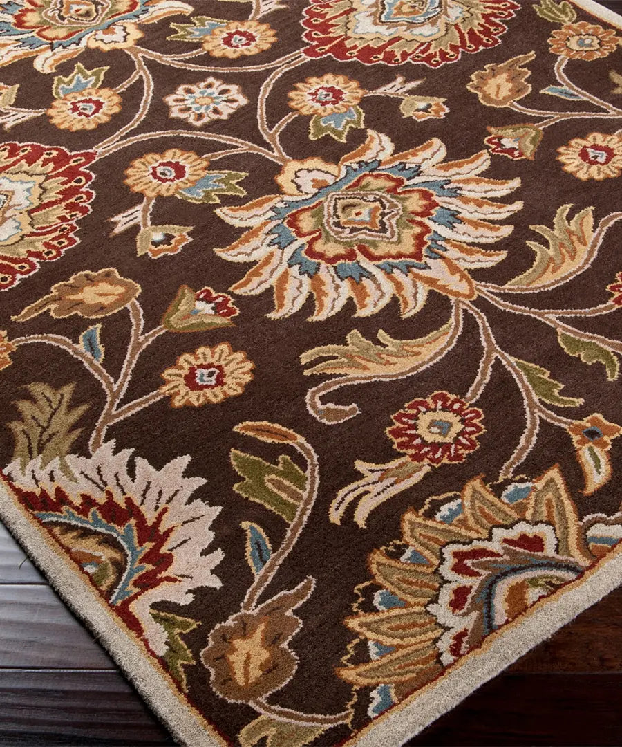 Hand Tufted Oriental & Traditional Caesar Dark Brown Wool Rug