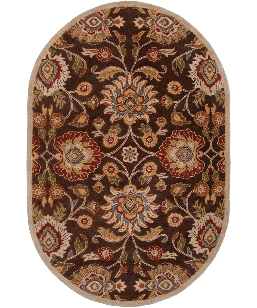 Hand Tufted Oriental & Traditional Caesar Dark Brown Wool Rug