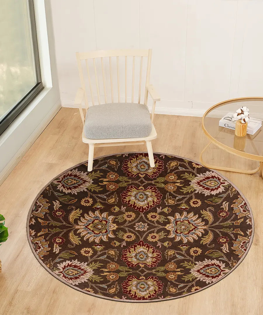 Hand Tufted Oriental & Traditional Caesar Dark Brown Wool Rug