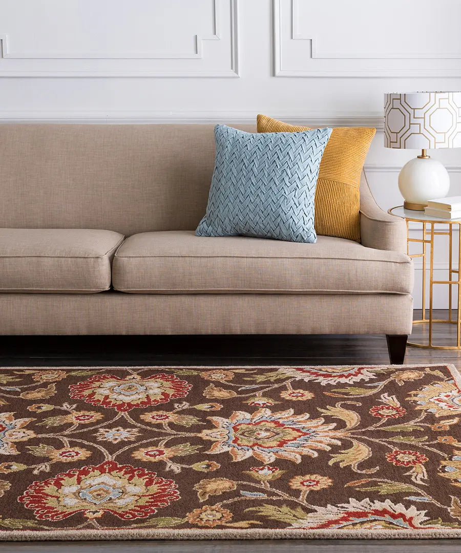 Hand Tufted Oriental & Traditional Caesar Dark Brown Wool Rug