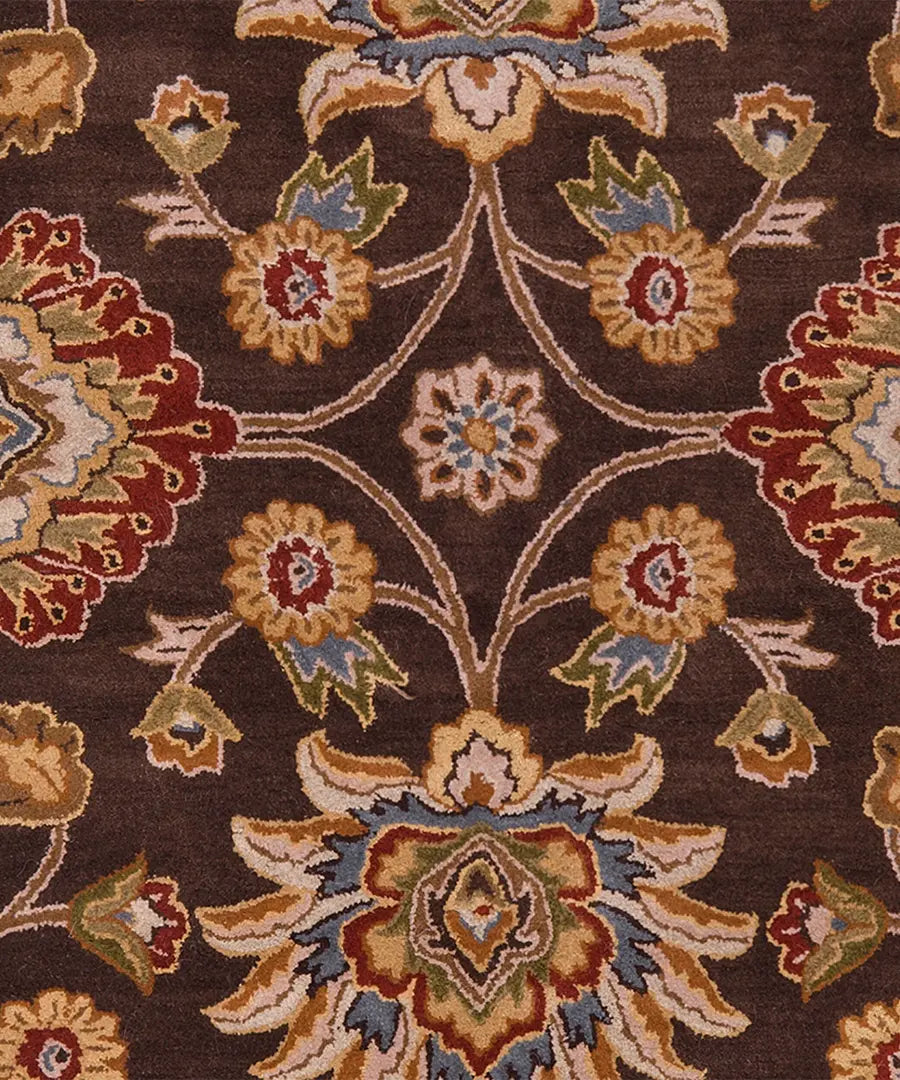 Hand Tufted Oriental & Traditional Caesar Dark Brown Wool Rug