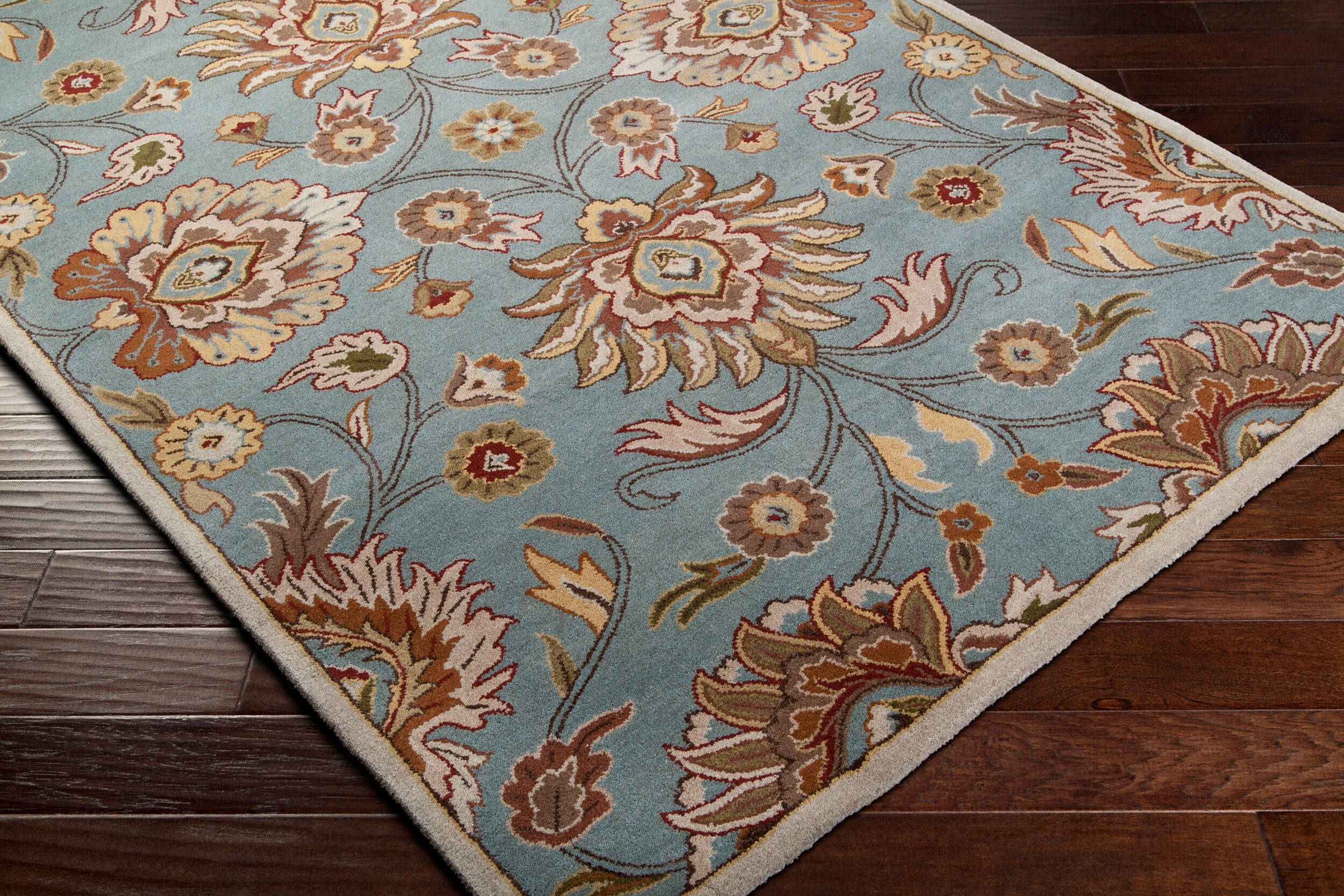 Hand-Tufted Caesar Floral Medium Gray Wool Rug