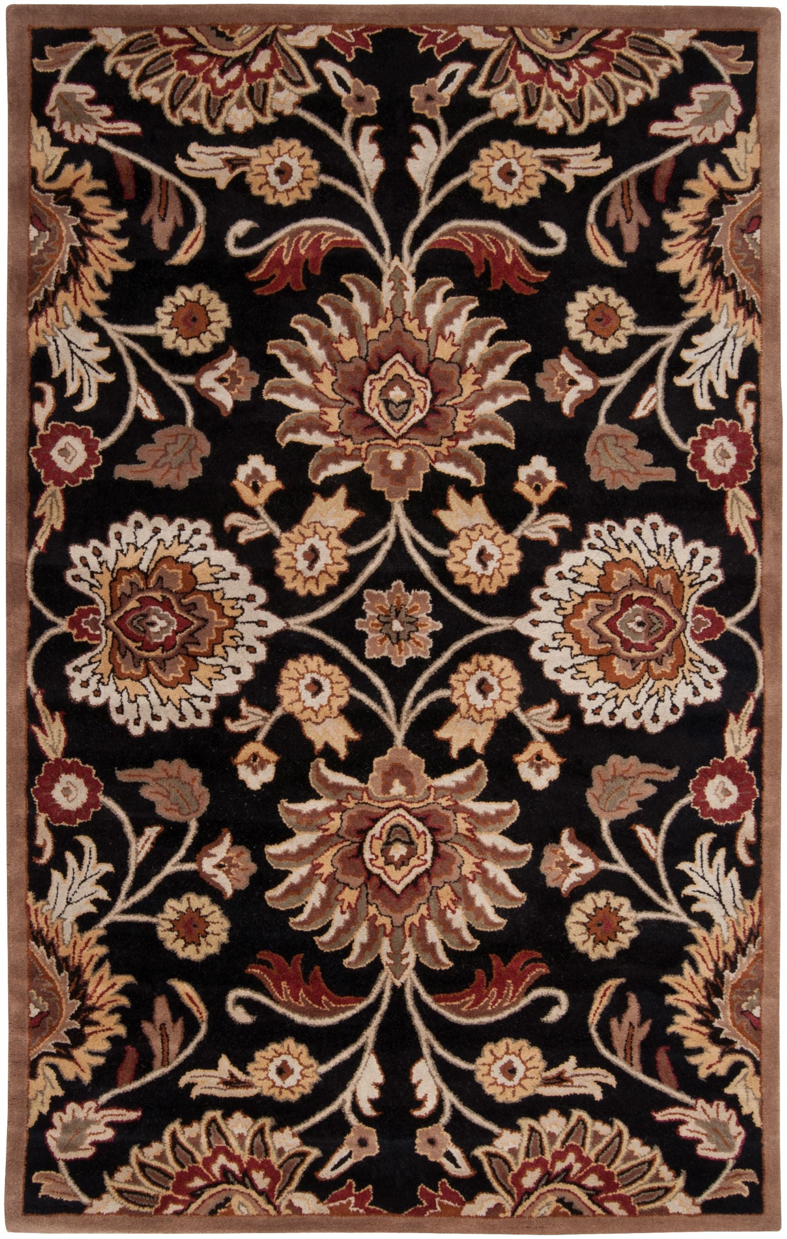 Hand-Tufted Caesar Floral Black Wool Rug