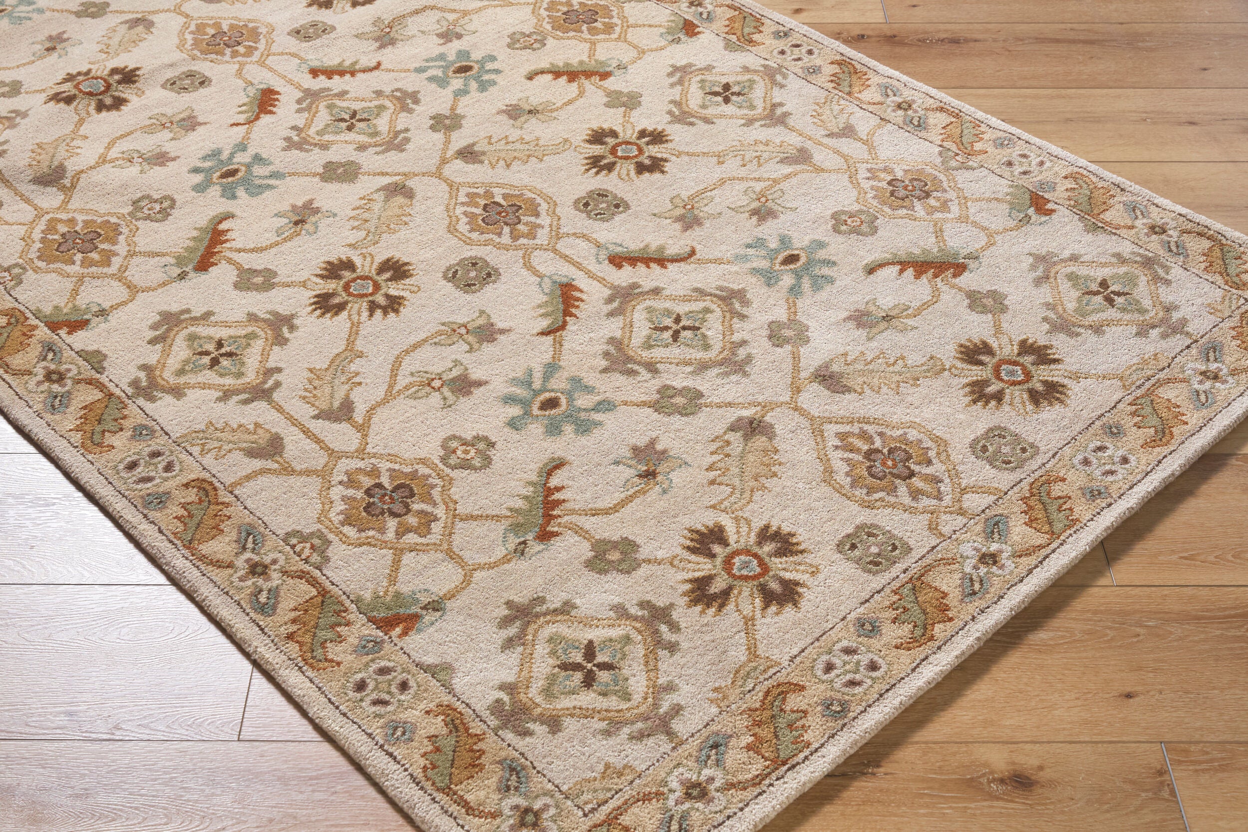 Hand-Tufted Caesar Mysore Harvest Designed Dusty Sage Wool Rug