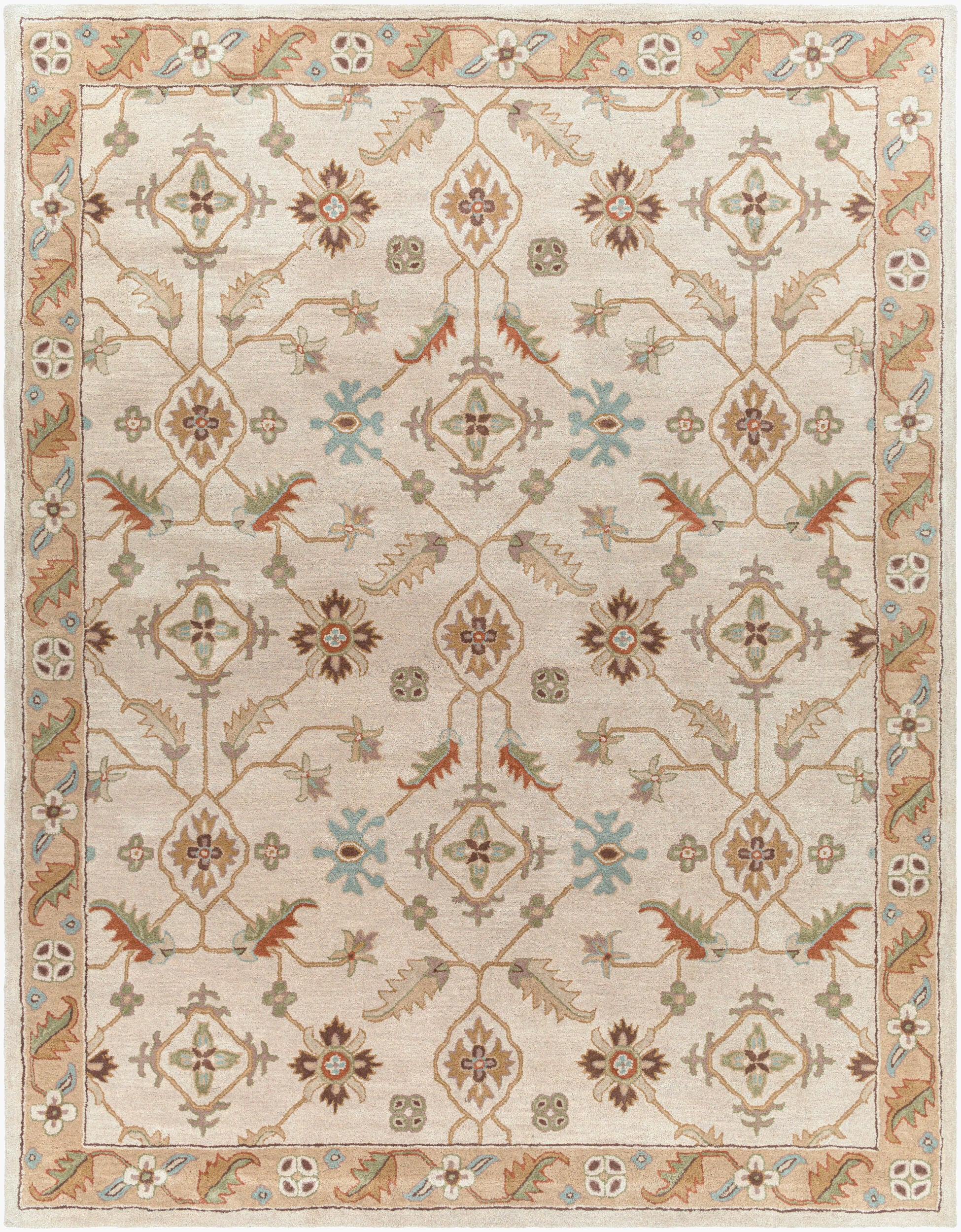 Hand-Tufted Caesar Mysore Harvest Designed Dusty Sage Wool Rug