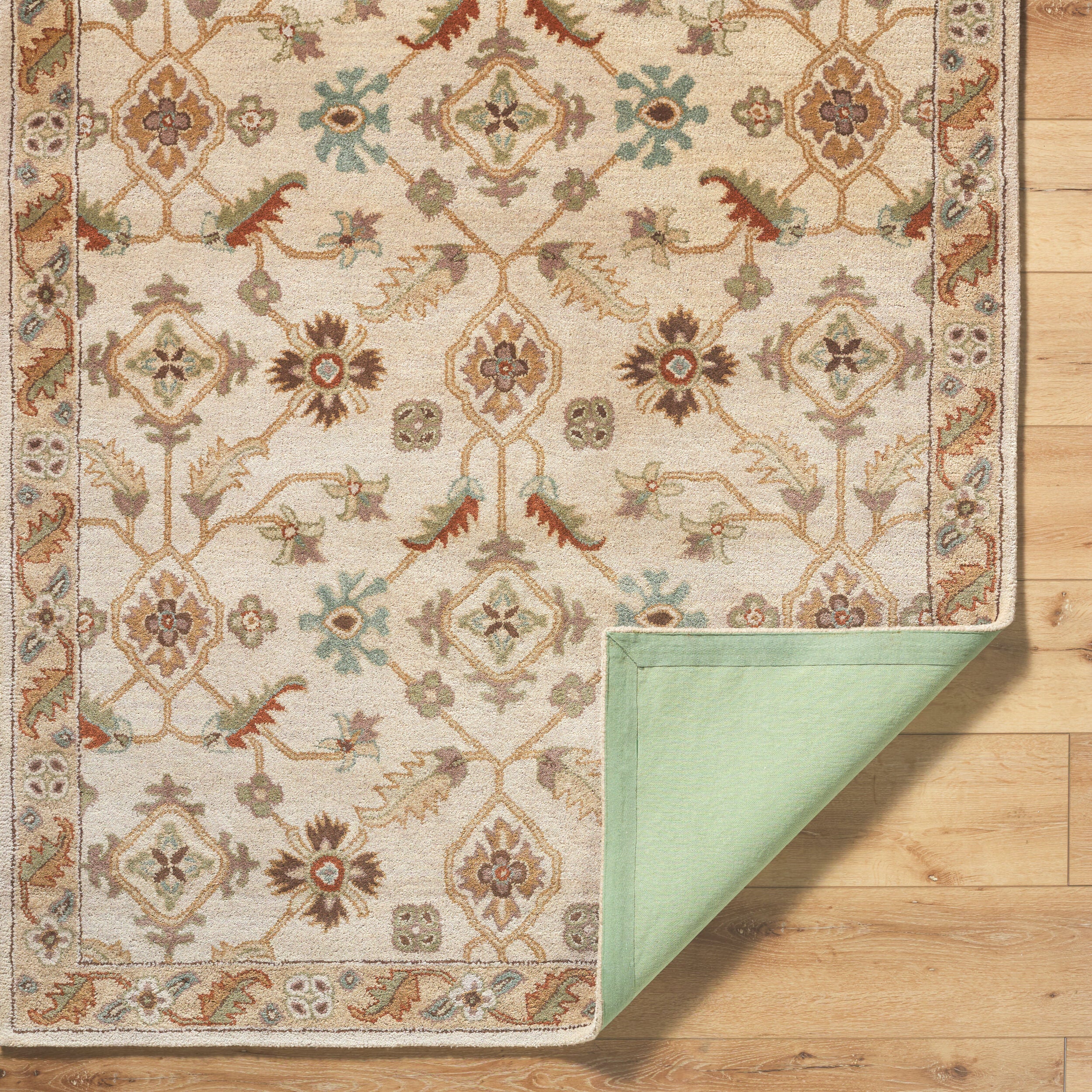 Hand-Tufted Caesar Mysore Harvest Designed Dusty Sage Wool Rug