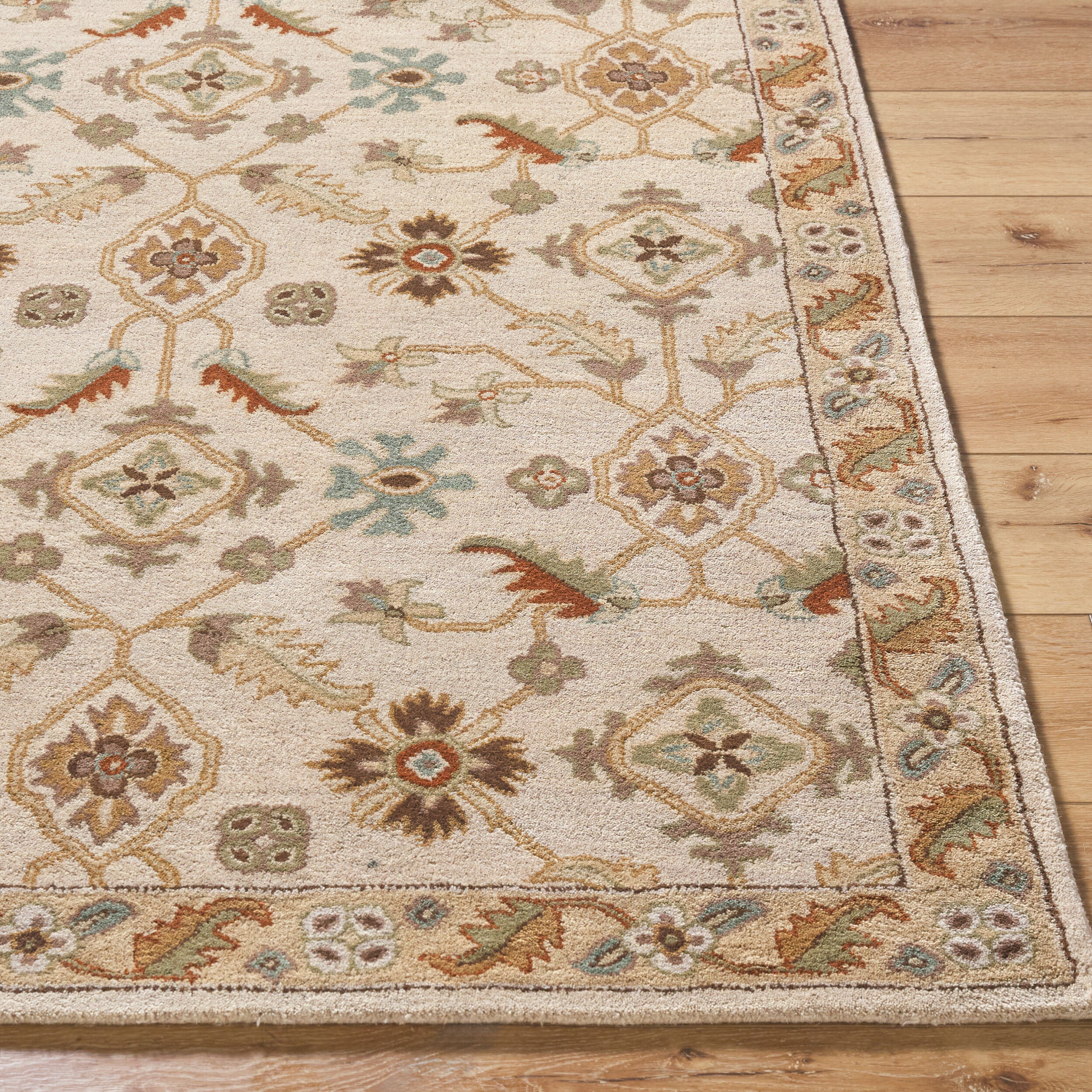 Hand-Tufted Caesar Mysore Harvest Designed Dusty Sage Wool Rug