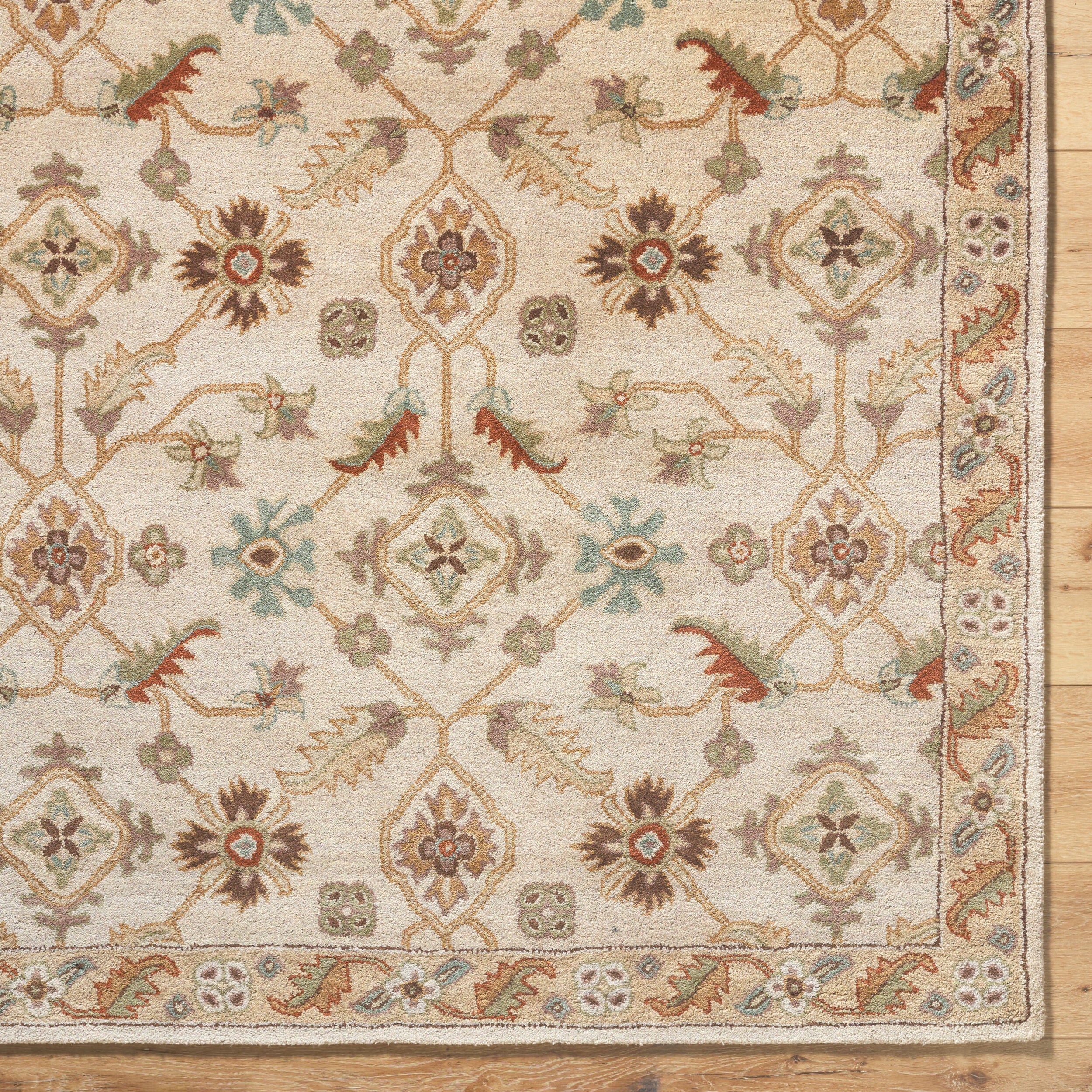 Hand-Tufted Caesar Mysore Harvest Designed Dusty Sage Wool Rug