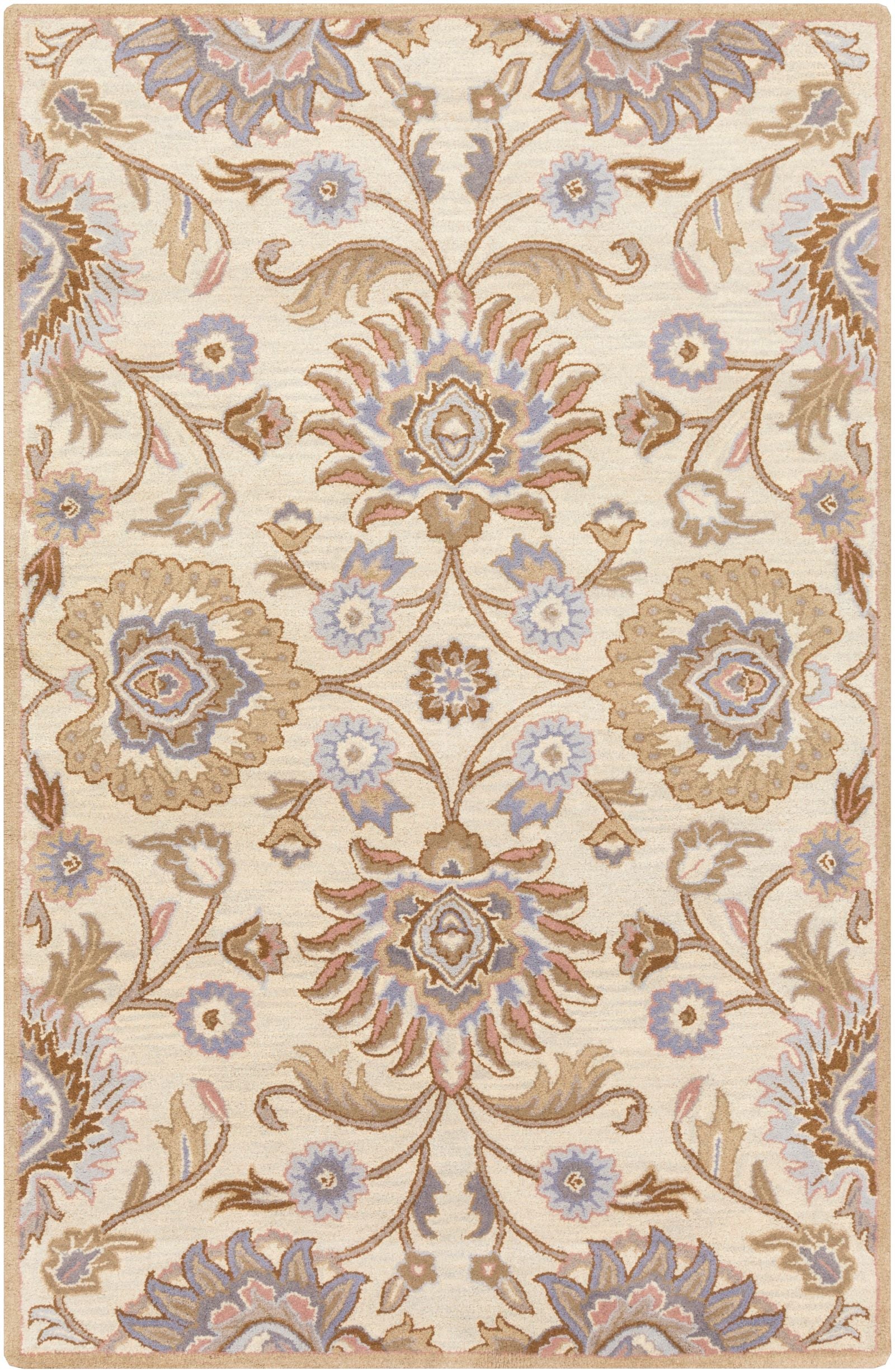 Caesar Hand-Tufted Wool Rug with Mysore Harvest Design in Beige