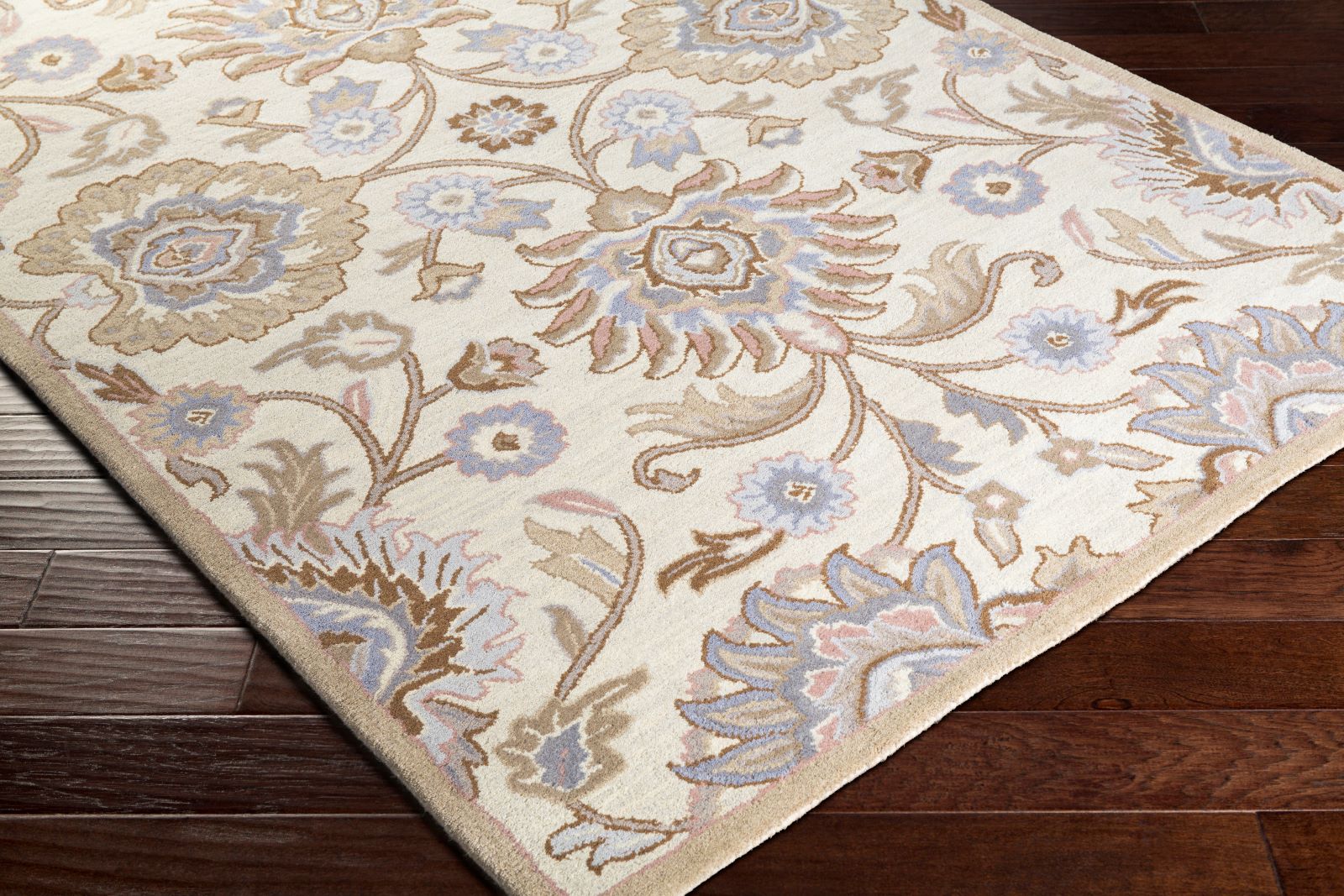 Caesar Hand-Tufted Wool Rug with Mysore Harvest Design in Beige
