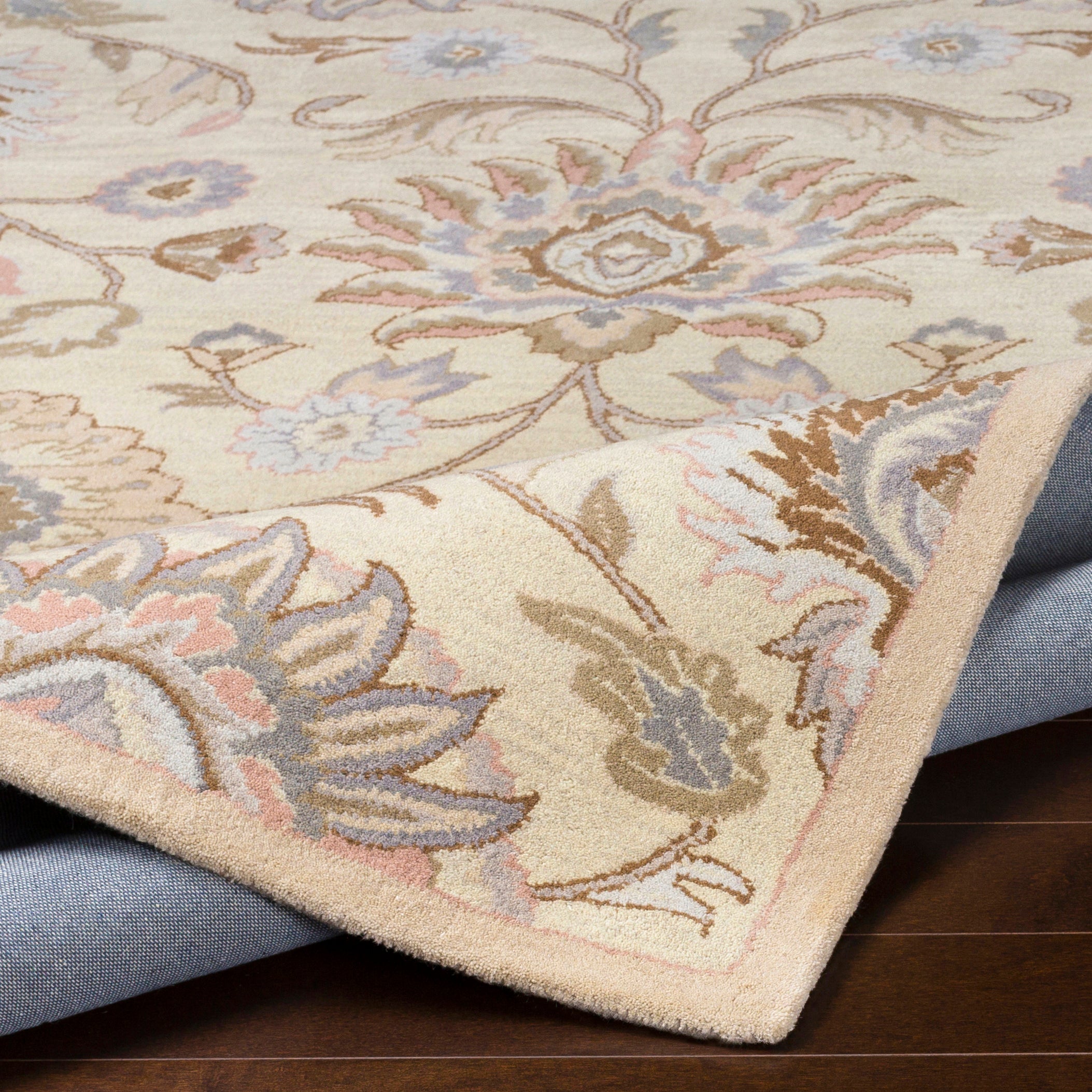 Caesar Hand-Tufted Wool Rug with Mysore Harvest Design in Beige