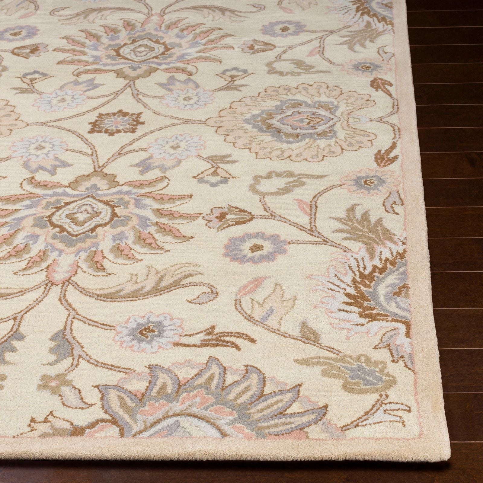 Caesar Hand-Tufted Wool Rug with Mysore Harvest Design in Beige