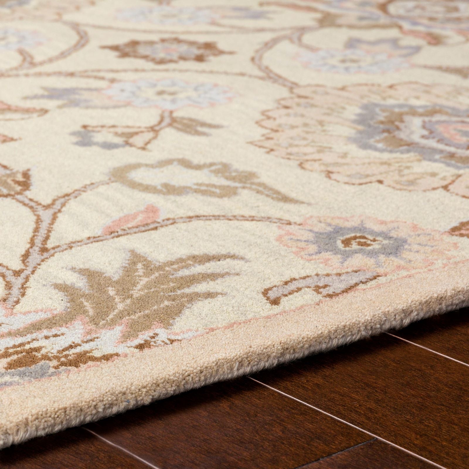 Caesar Hand-Tufted Wool Rug with Mysore Harvest Design in Beige
