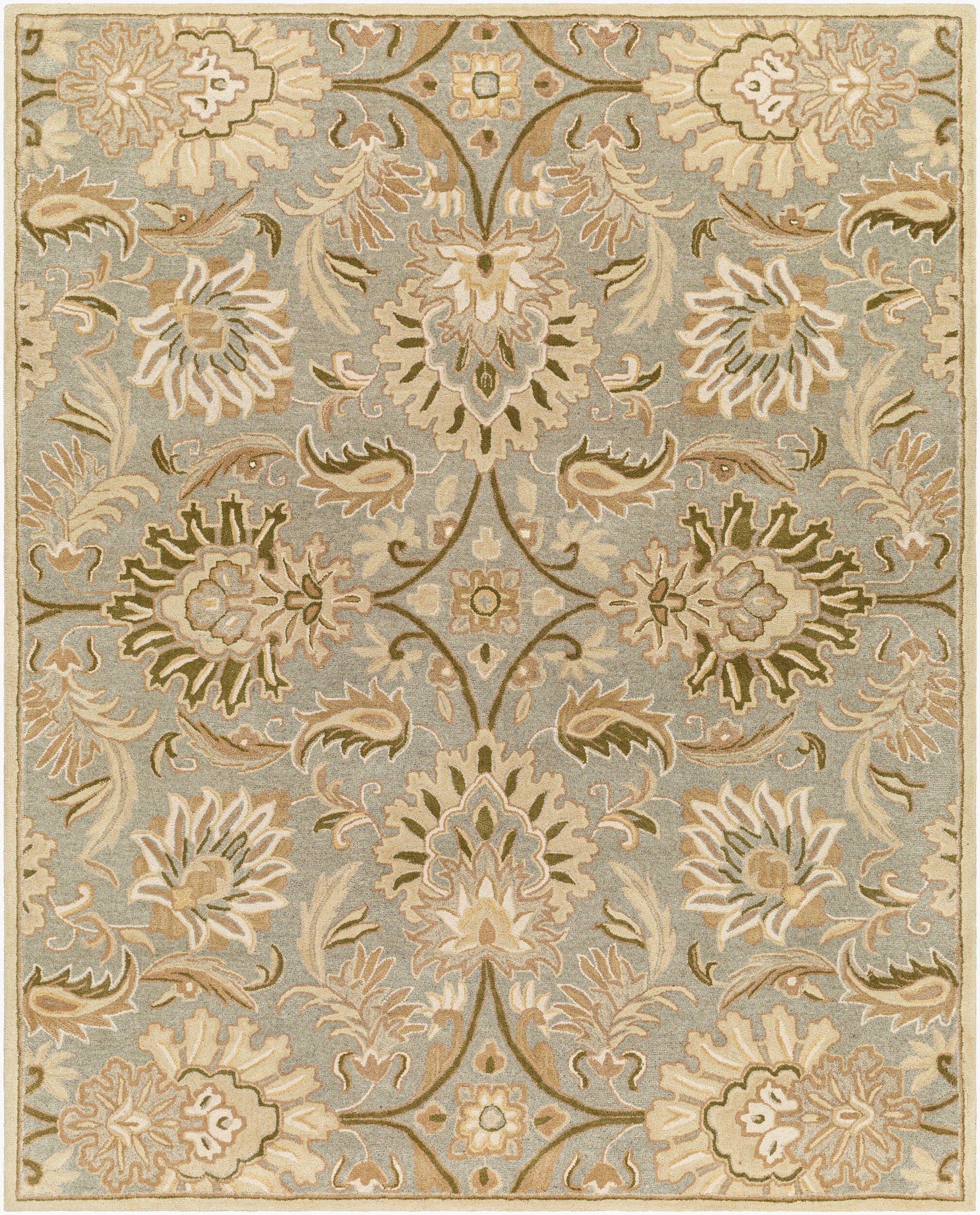 Caesar Hand-Tufted Wool Rug with Mysore Harvest Design in Grey