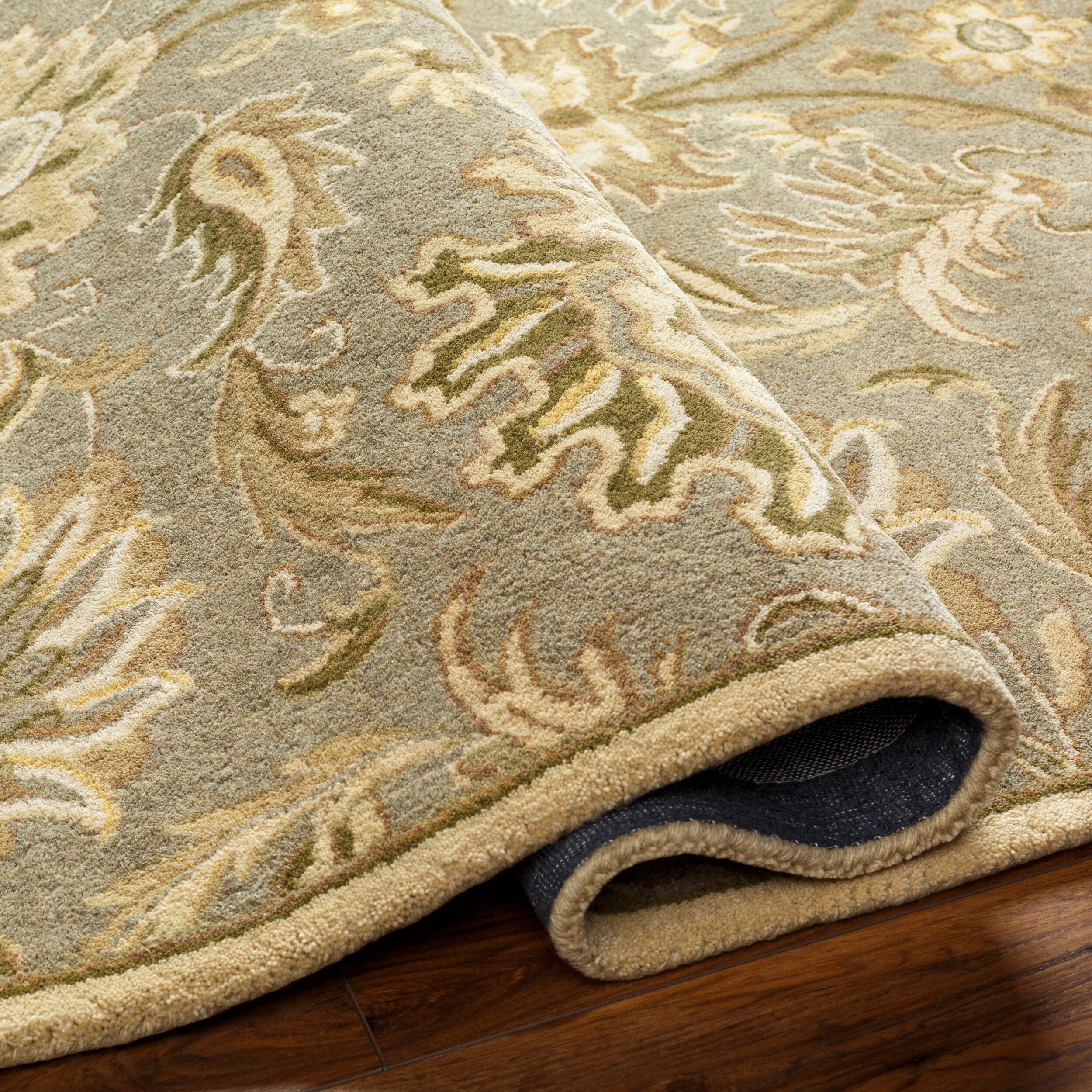 Caesar Hand-Tufted Wool Rug with Mysore Harvest Design in Grey