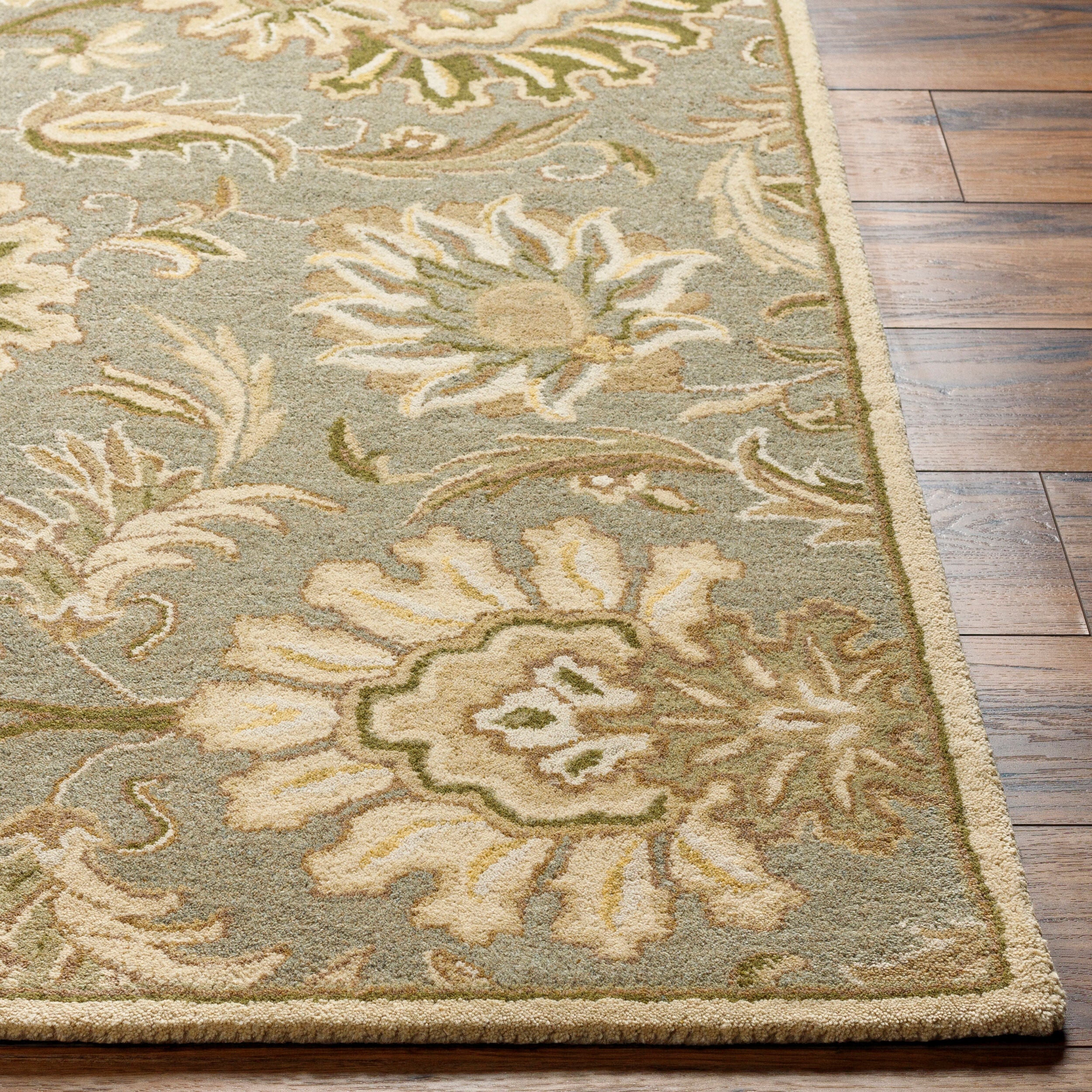 Caesar Hand-Tufted Wool Rug with Mysore Harvest Design in Grey