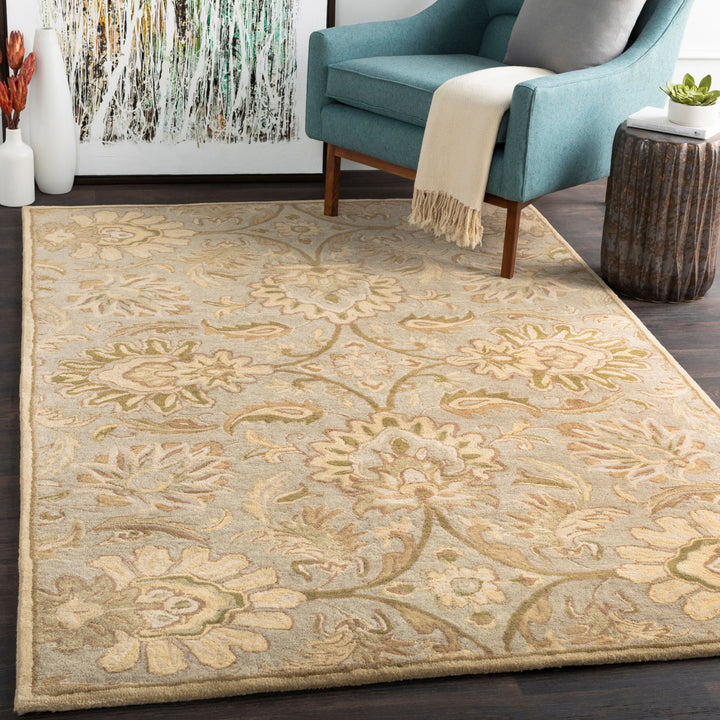 Caesar Hand-Tufted Wool Rug with Mysore Harvest Design in Grey