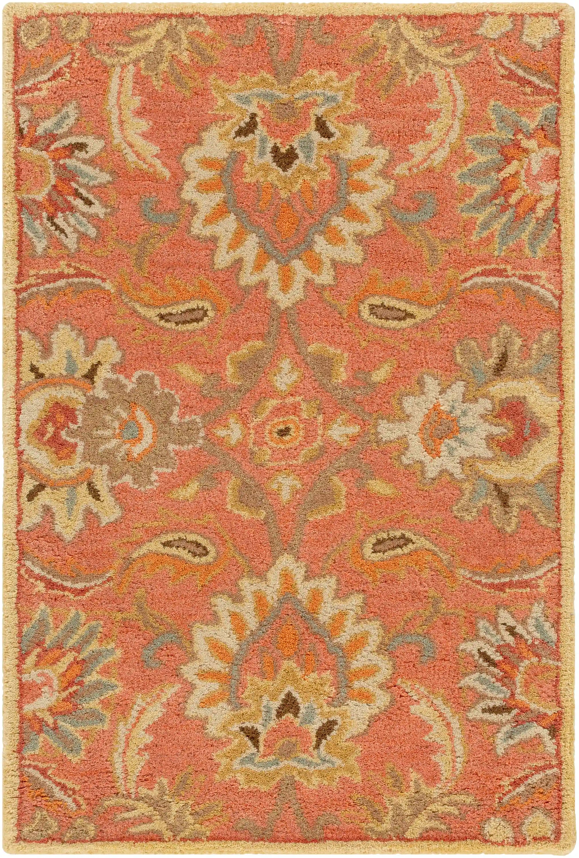 Hand Tufted Caesar Dark Brown and Orange Wool Rug