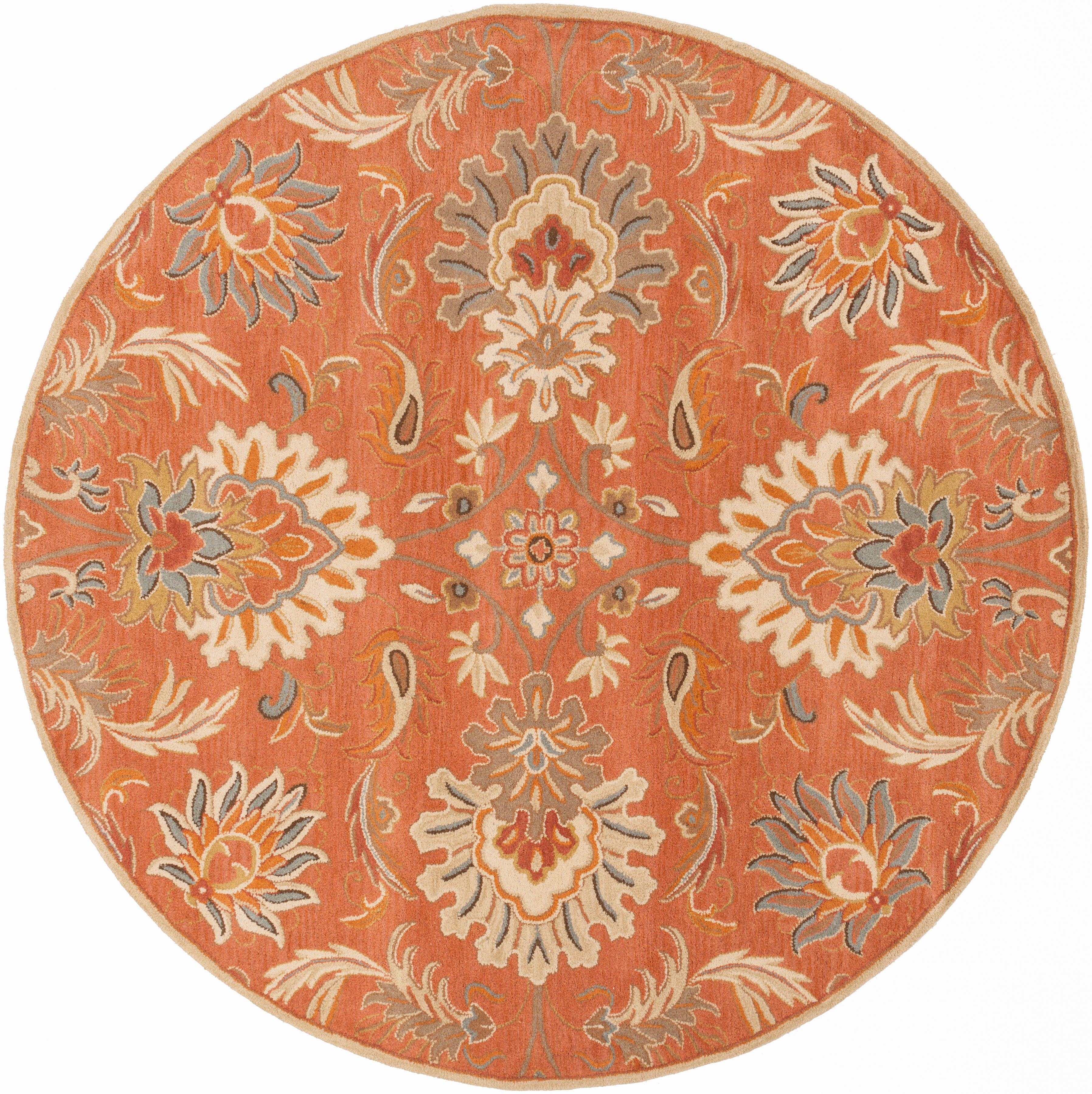 Hand Tufted Caesar Dark Brown and Orange Wool Rug
