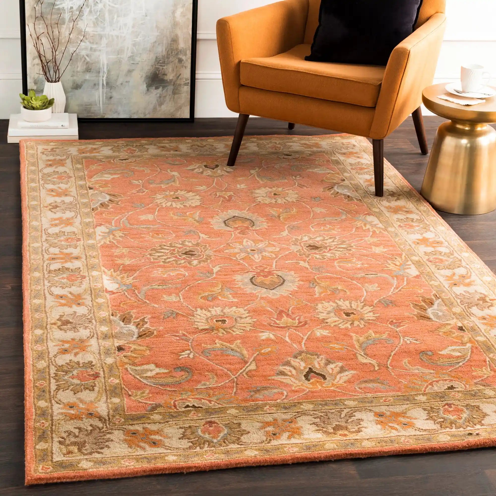 Hand Tufted Caesar Medium Brown & Dusty Sage Wool Rug