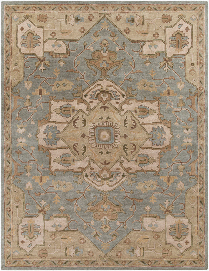 Caesar Hand-Tufted Wool Rug in Sage, Rustic Heritage Design