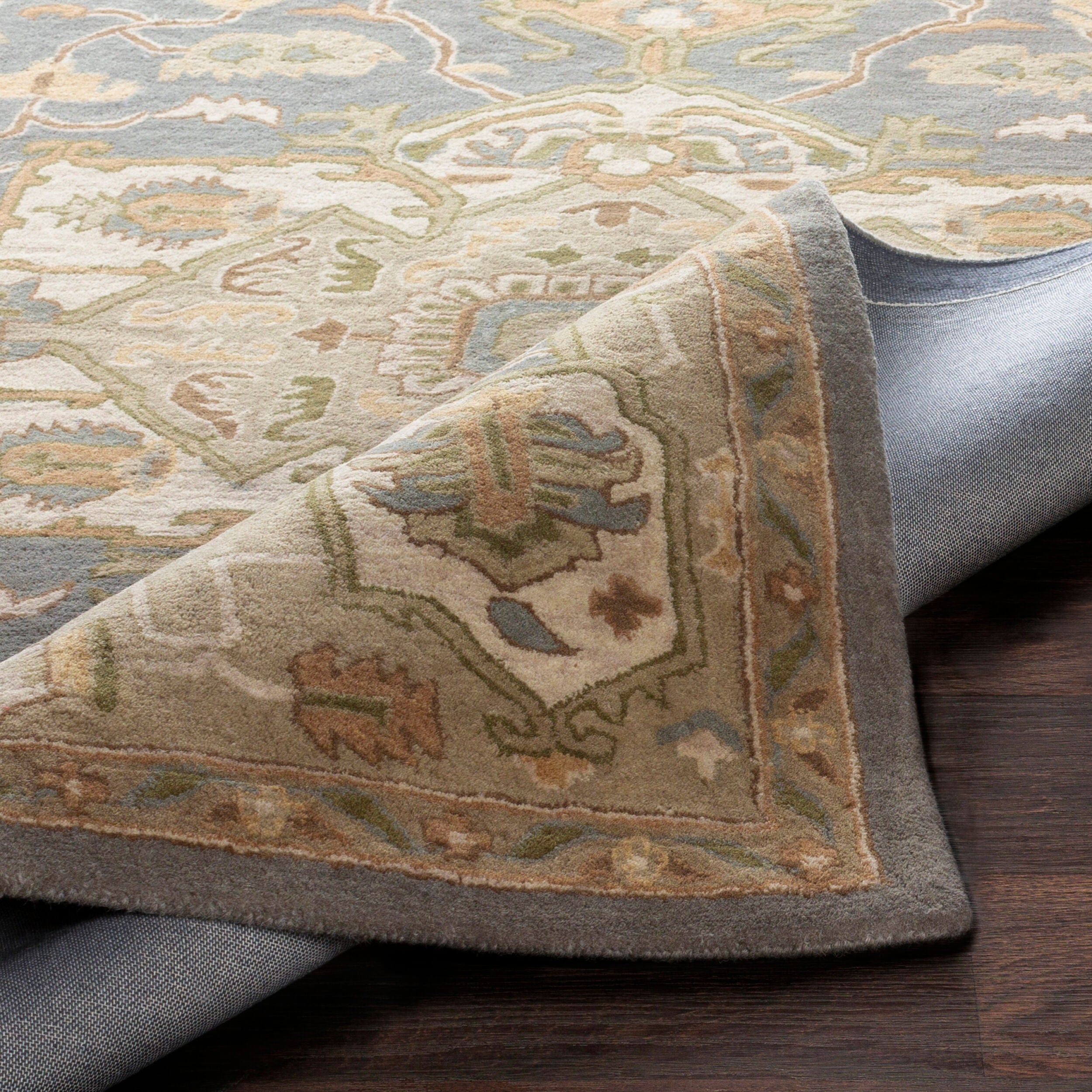 Caesar Hand-Tufted Wool Rug in Sage, Rustic Heritage Design