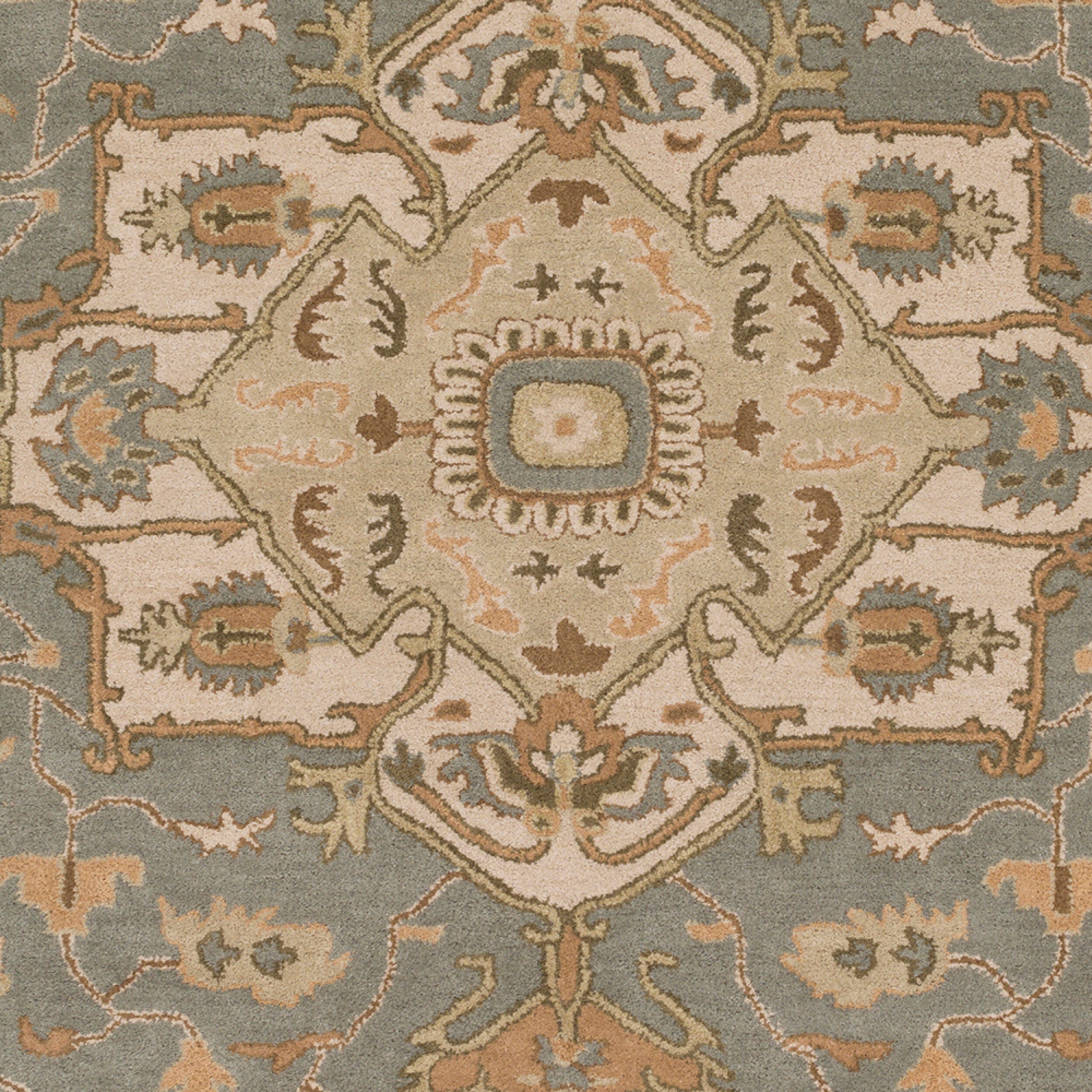 Caesar Hand-Tufted Wool Rug in Sage, Rustic Heritage Design