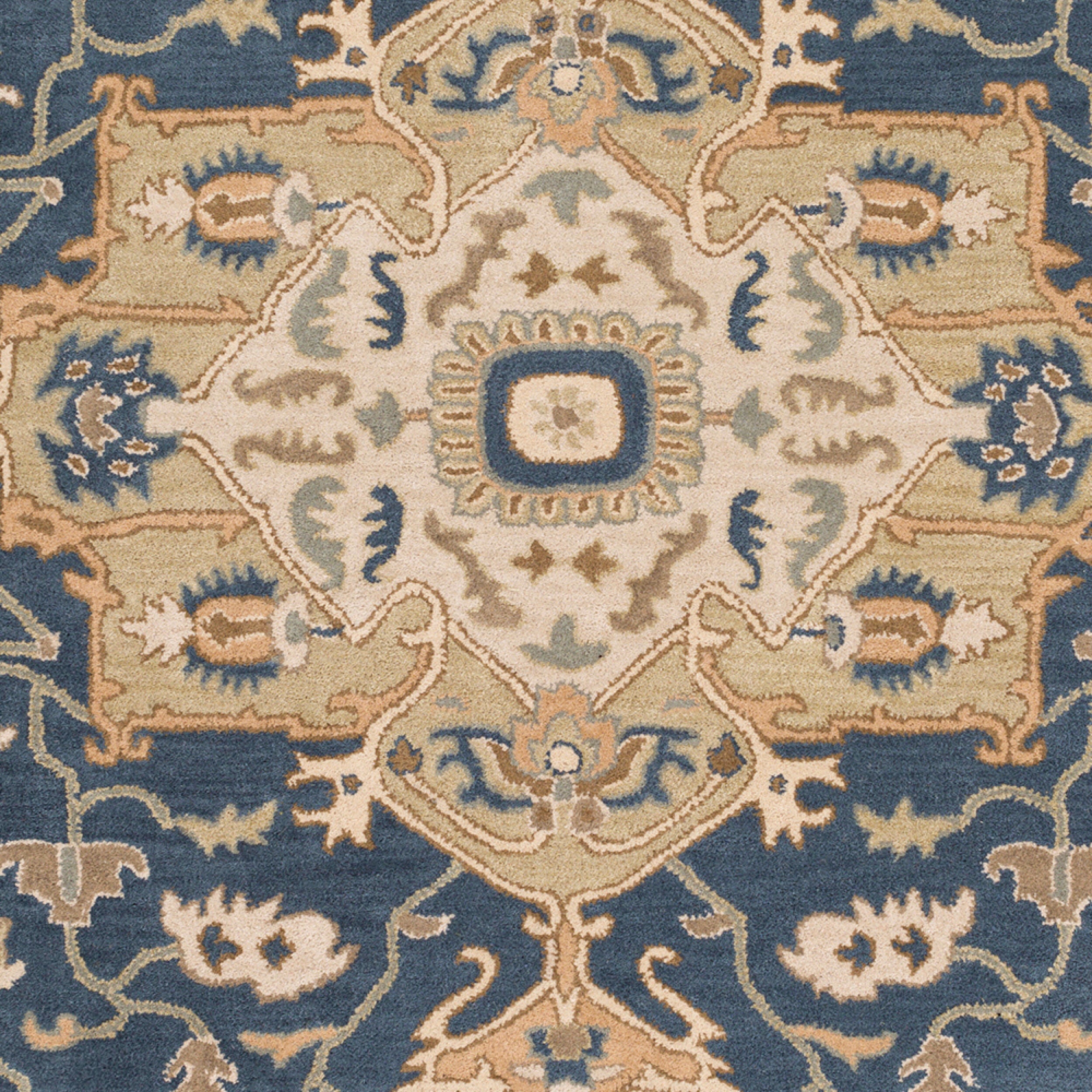 Caesar Hand-Tufted Wool Rug in Ink Blue, Rustic Heritage Design