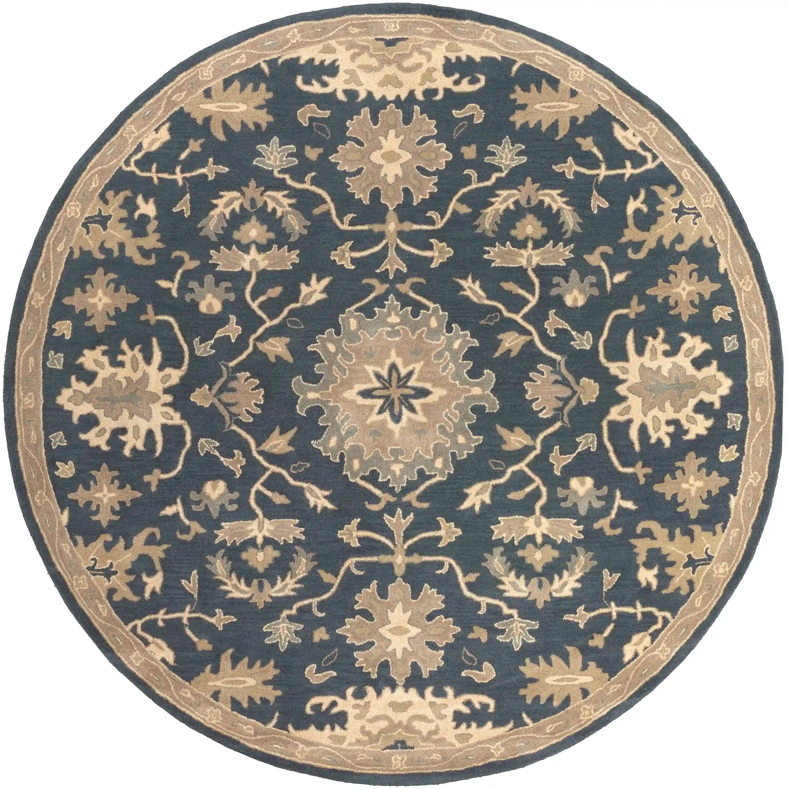 Hand Tufted Caesar Brown and Navy Wool Rug