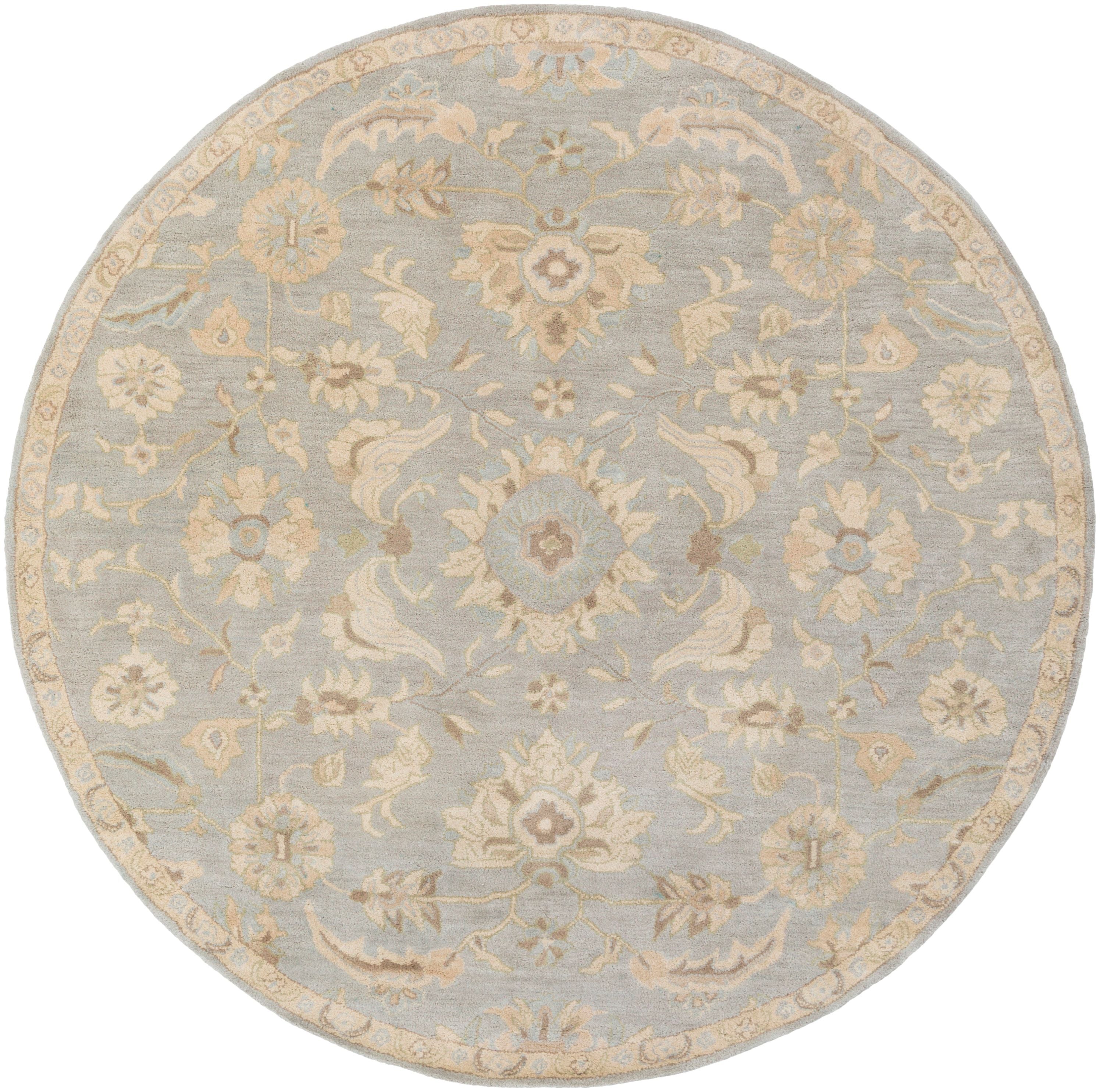 Hand Tufted Caesar Blue and Beige Charcol Wool Rug