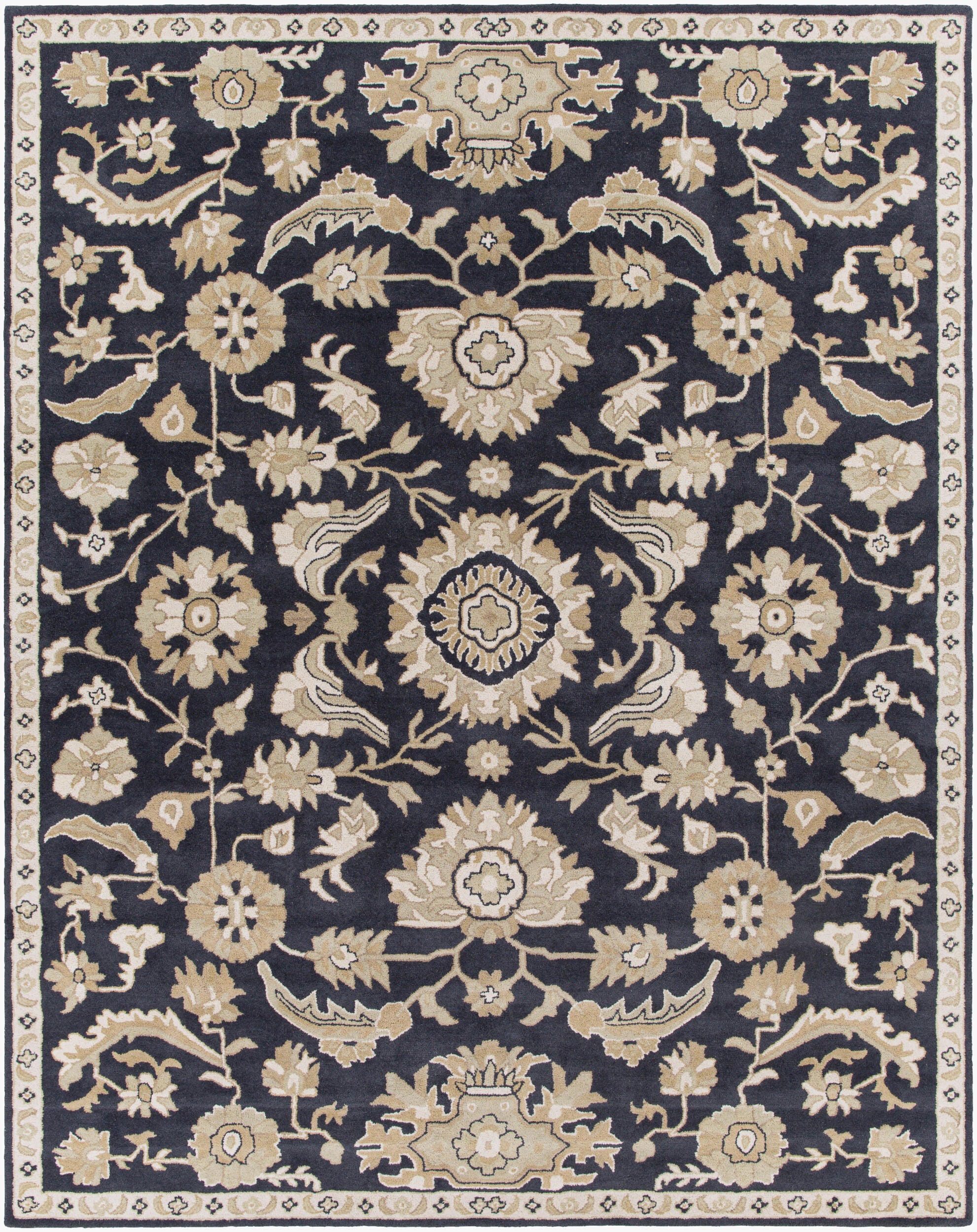 Hand-Tufted Caesar Rustic Ink Blue Traditional Wool Rug