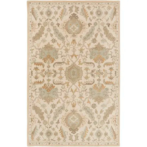 Hand Tufted Cesar Cream and Light Brown Wool Rug