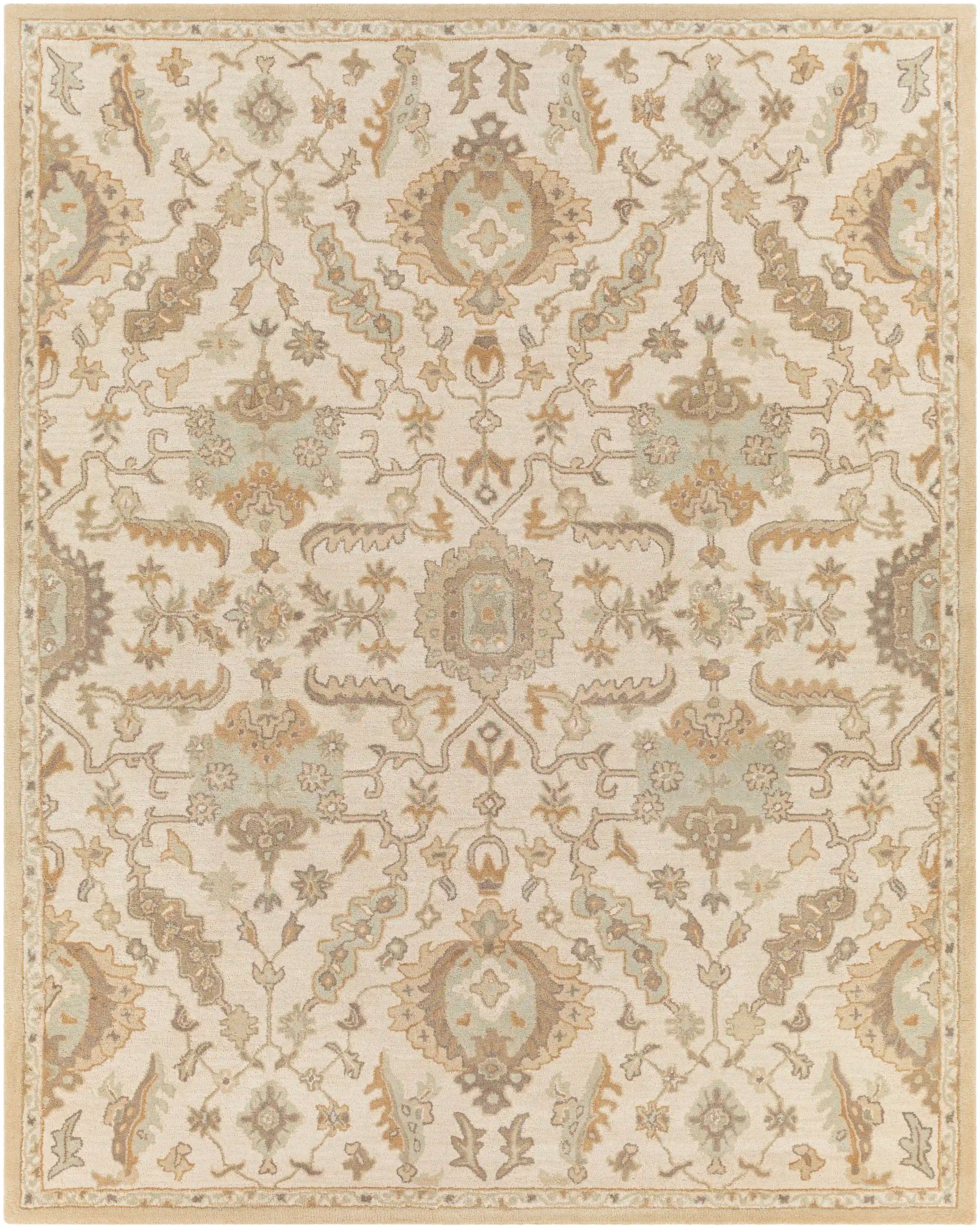 Hand Tufted Cesar Cream and Light Brown Wool Rug